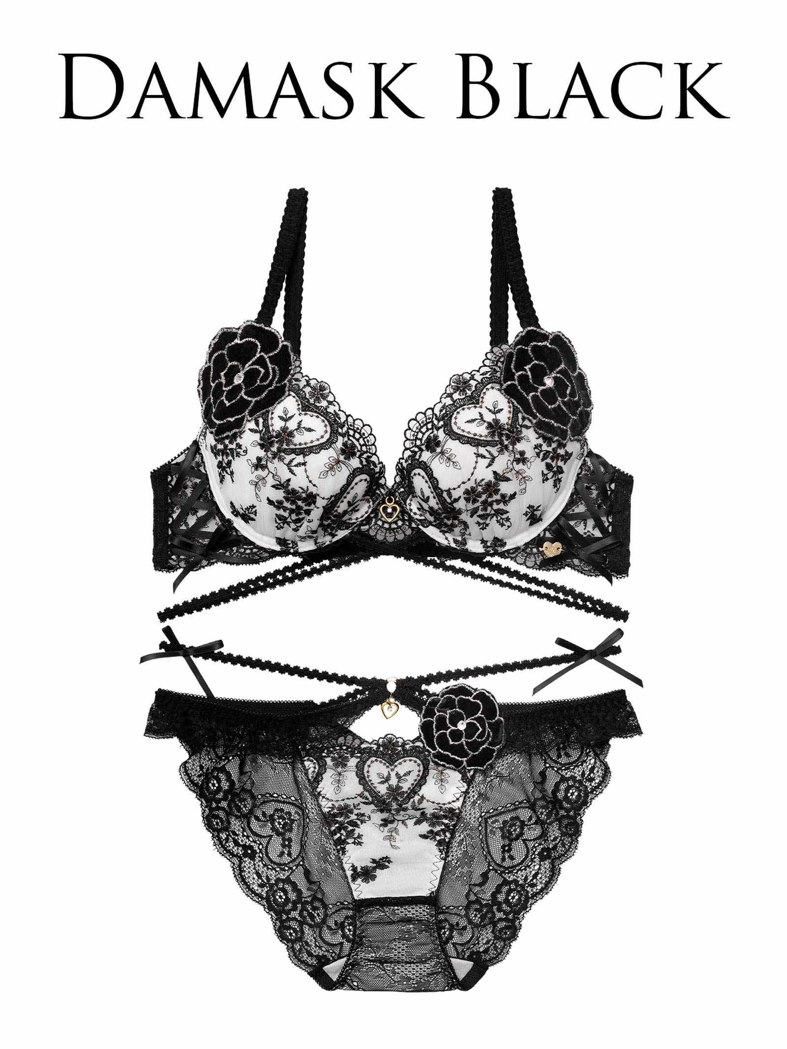 12/26新作!【明日花キララプロデュース/WhipBunny】Damasuku Heart Bloom Bra&Shorts / ダマスクハートブルームブラ&ショーツ