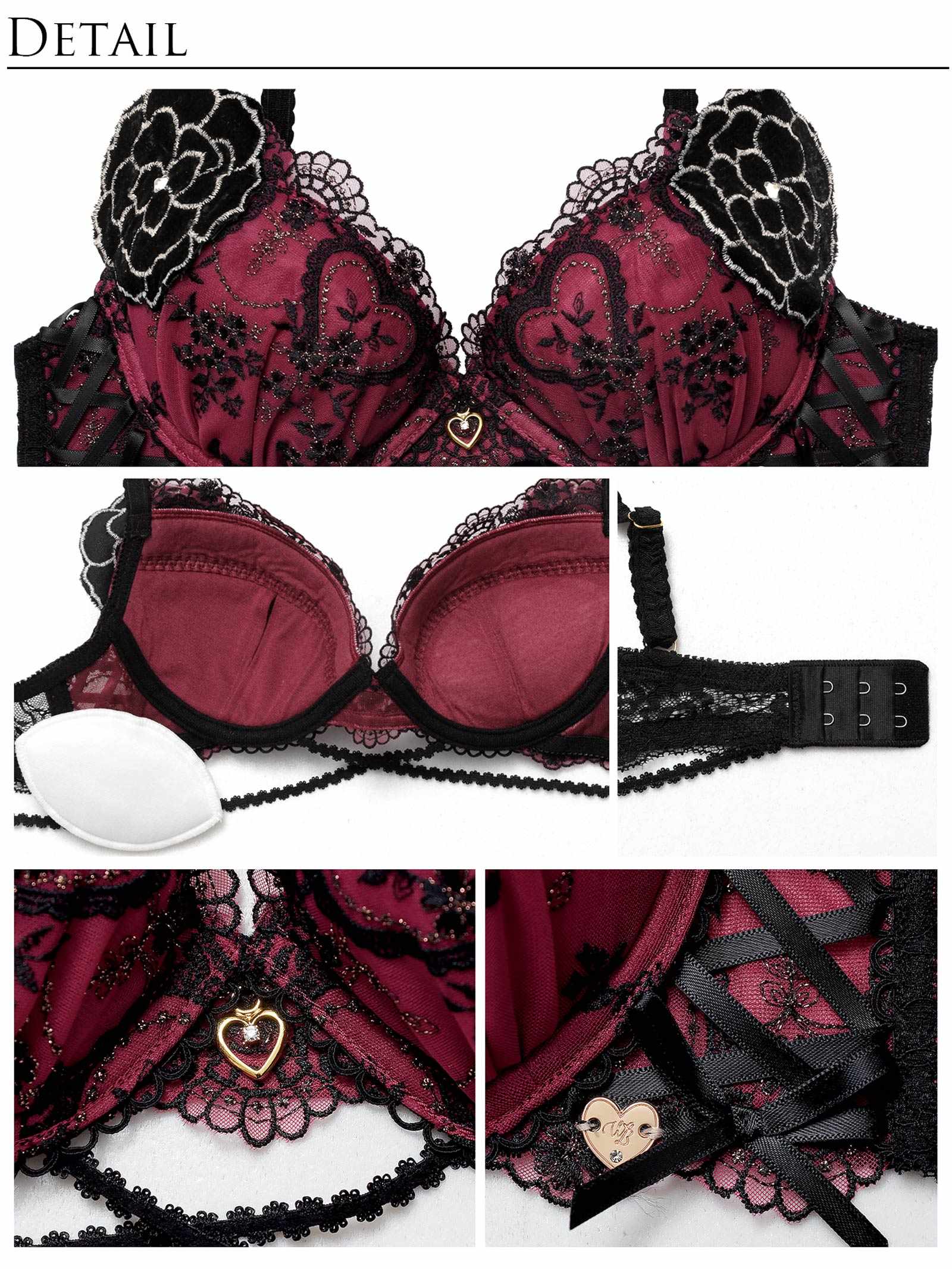 12/26新作!【明日花キララプロデュース/WhipBunny】Damasuku Heart Bloom Bra&Shorts / ダマスクハートブルームブラ&ショーツ