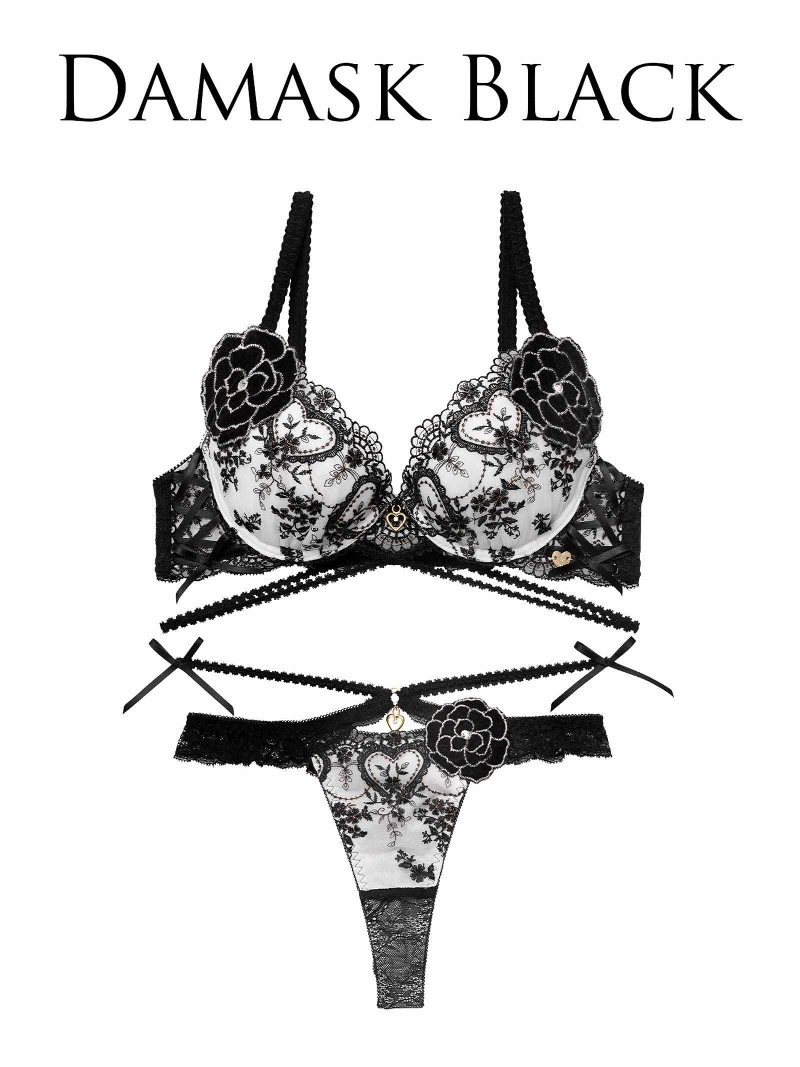 12/26新作!【明日花キララプロデュース/WhipBunny】Damasuku Heart Bloom Bra&T-back / ダマスクハートブルームブラ&Tバック