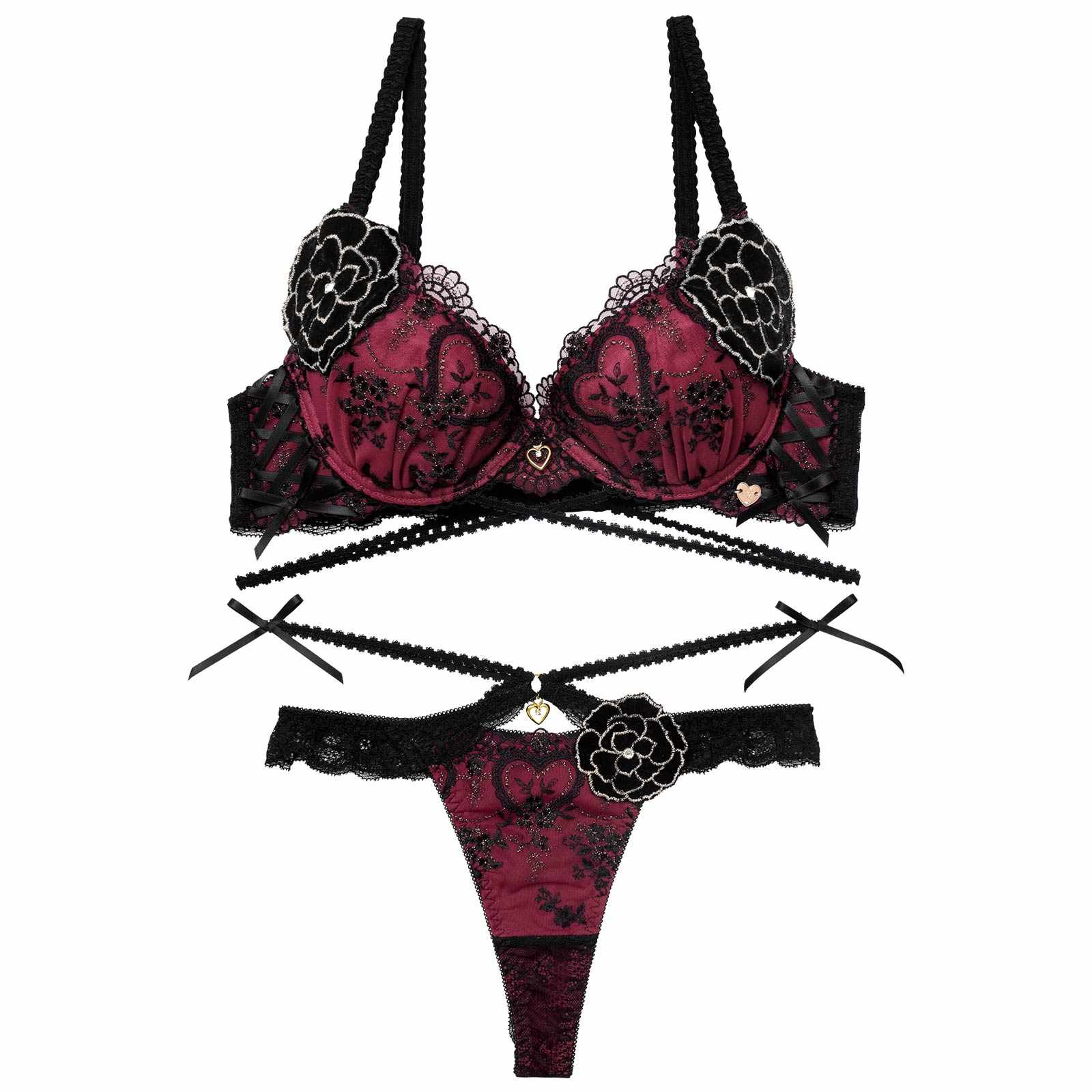 12/26新作!【明日花キララプロデュース/WhipBunny】Damasuku Heart Bloom Bra&T-back / ダマスクハートブルームブラ&Tバック