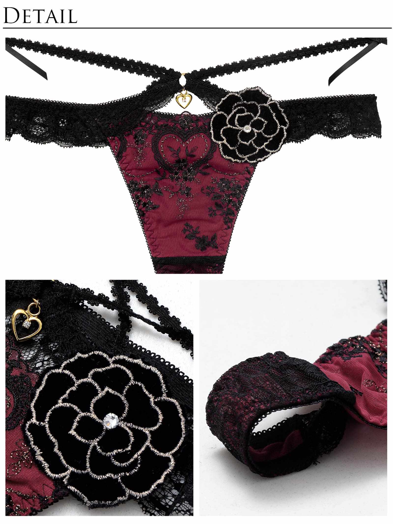 12/26新作!【明日花キララプロデュース/WhipBunny】Damasuku Heart Bloom Bra&T-back / ダマスクハートブルームブラ&Tバック