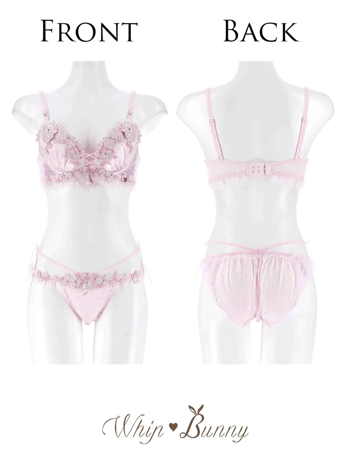 10/9新作!【明日花キララプロデュース/WhipBunny】Glossy Satin Rose Bra&Shorts / グロッシーサテンローズブラ&ショーツ
