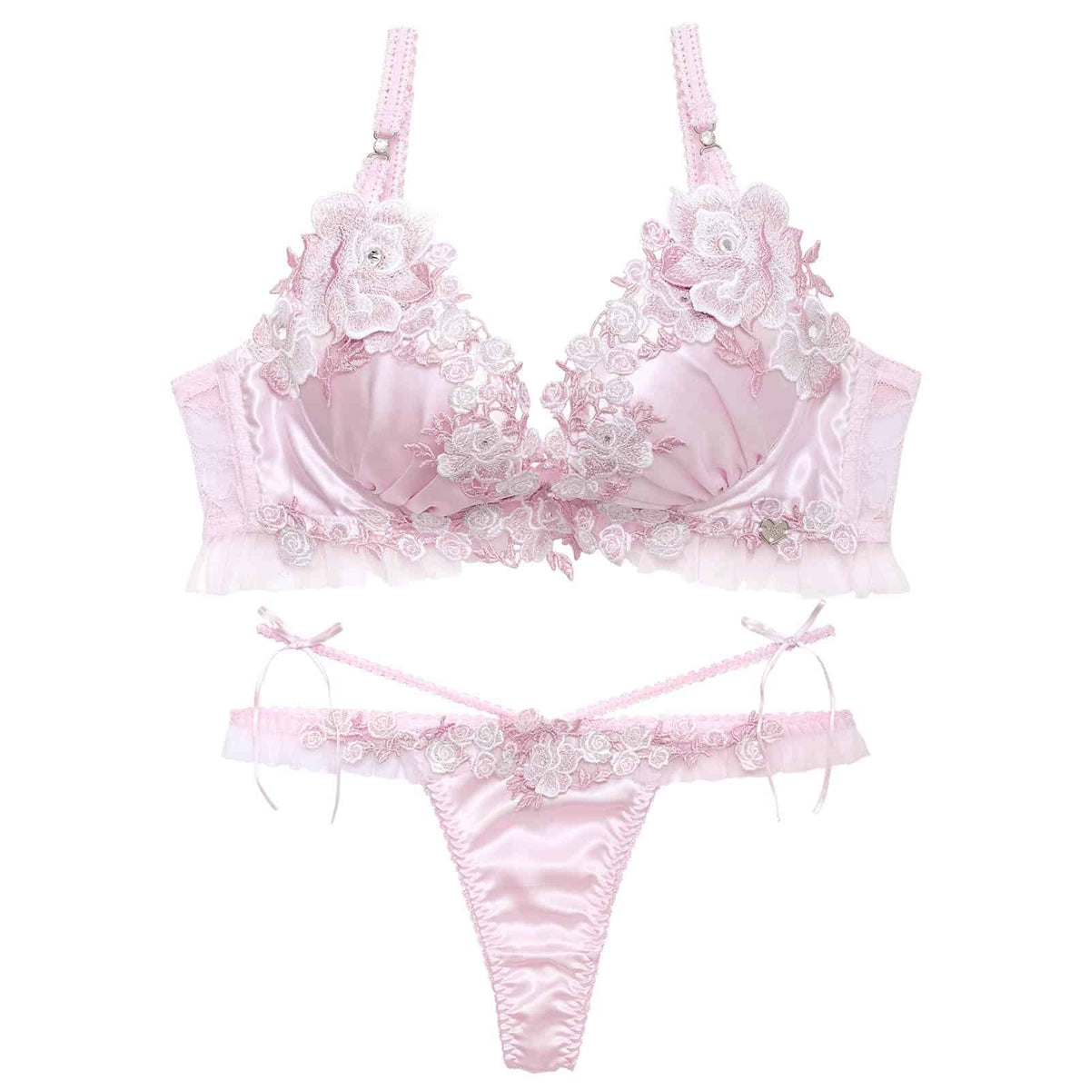 10/9新作!【明日花キララプロデュース/WhipBunny】Glossy Satin Rose Bra&T-back / グロッシーサテンローズブラ&Tバック