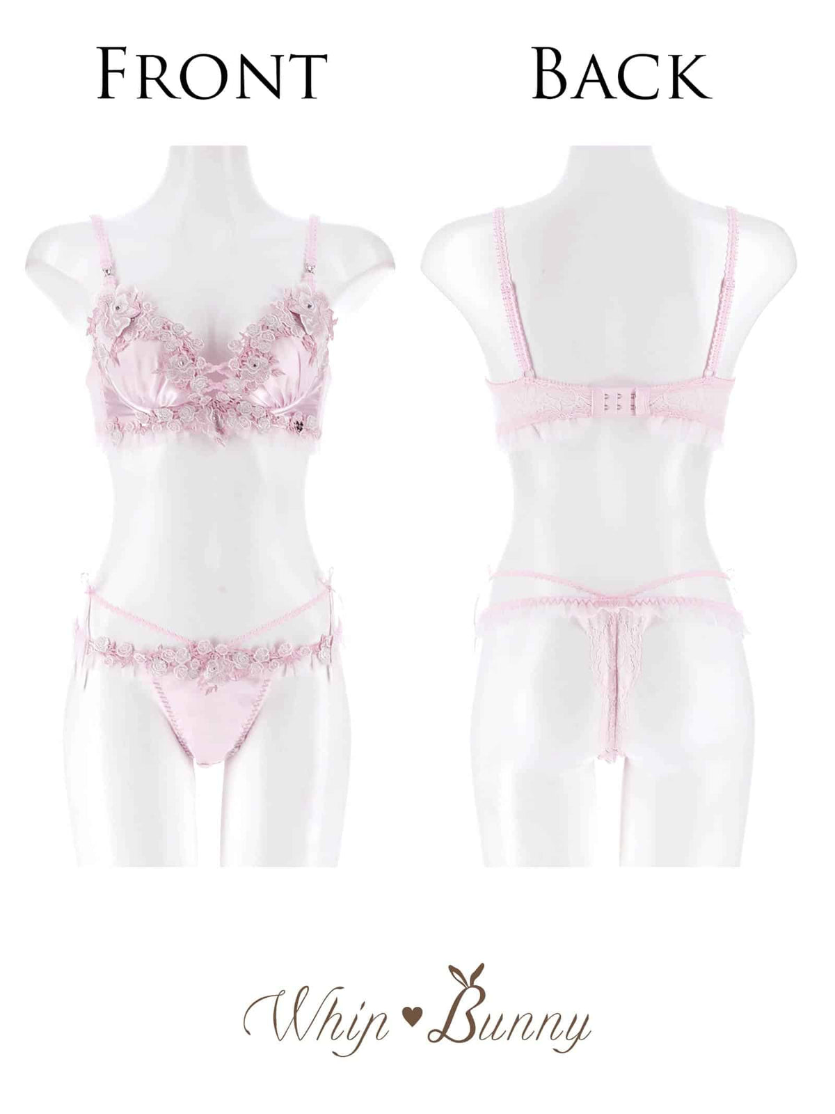 10/9新作!【明日花キララプロデュース/WhipBunny】Glossy Satin Rose Bra&T-back / グロッシーサテンローズブラ&Tバック