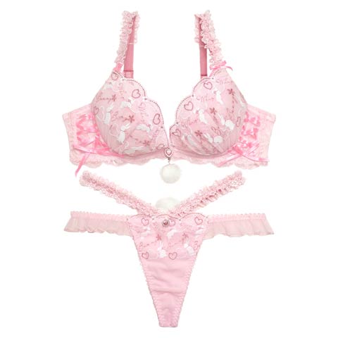 【明日花キララプロデュース/WhipBunny】プリティハートラビットブラ&Tバック / ベビーピンクラビット