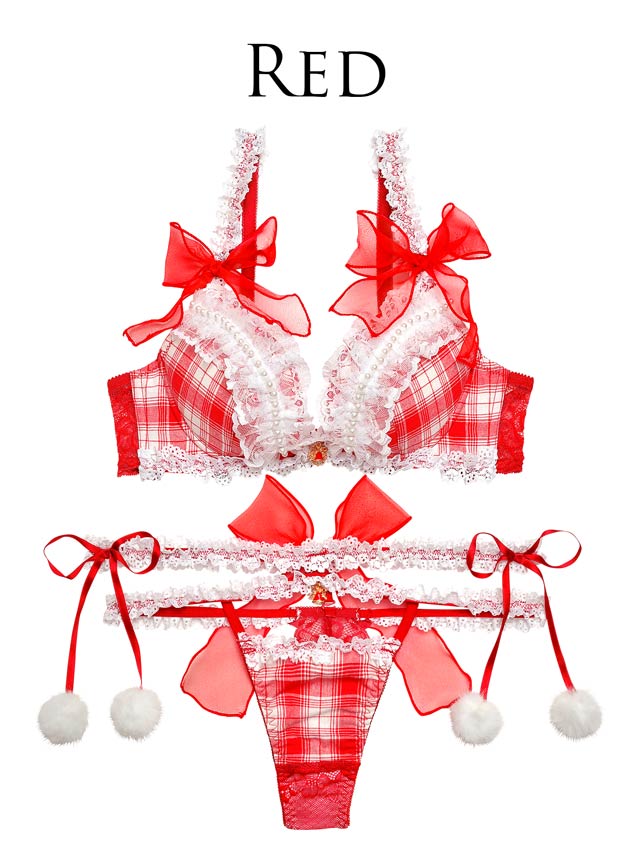 【明日花キララプロデュース-WhipBunny】Girly TartanCheck Ribbon Bra&T-back/Red ガーリータータンチェックリボンブラ&Tバック/レッド