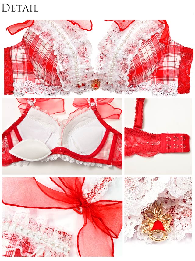 【明日花キララプロデュース-WhipBunny】Girly TartanCheck Ribbon Bra&T-back/Red ガーリータータンチェックリボンブラ&Tバック/レッド