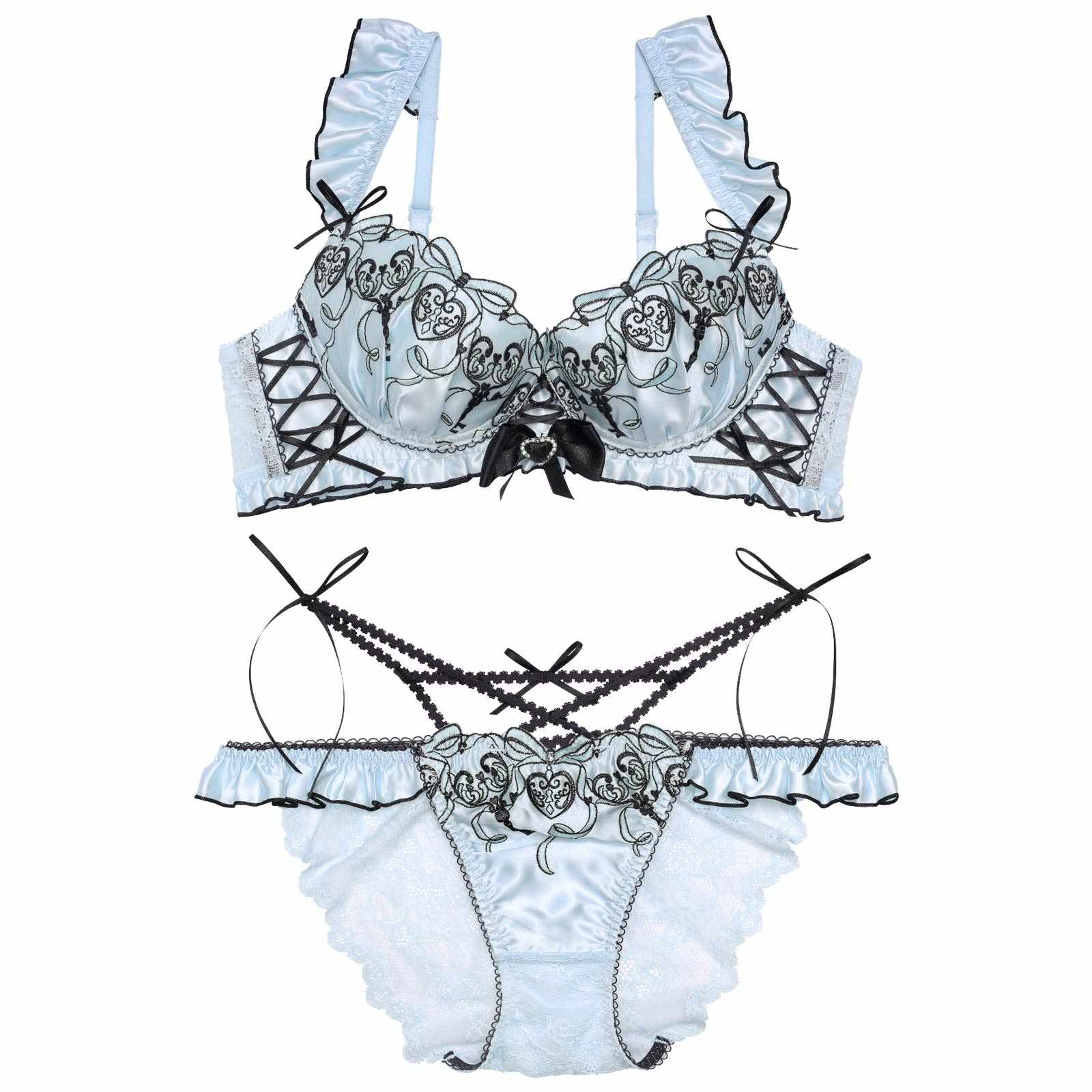 【明日花キララプロデュース/WhipBunny】ゴシックリボンハートロックブラ&ショーツ