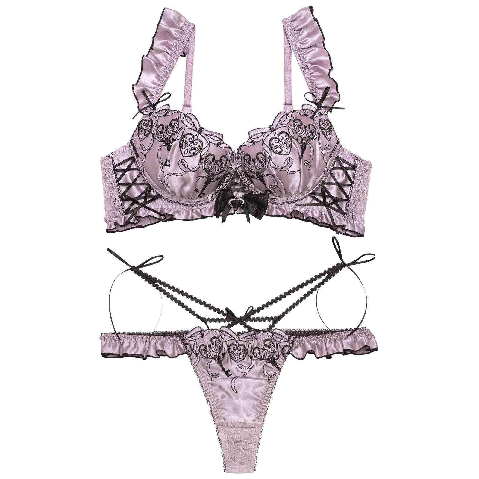 【明日花キララプロデュース/WhipBunny】ゴシックリボンハートロックブラ&Tバック