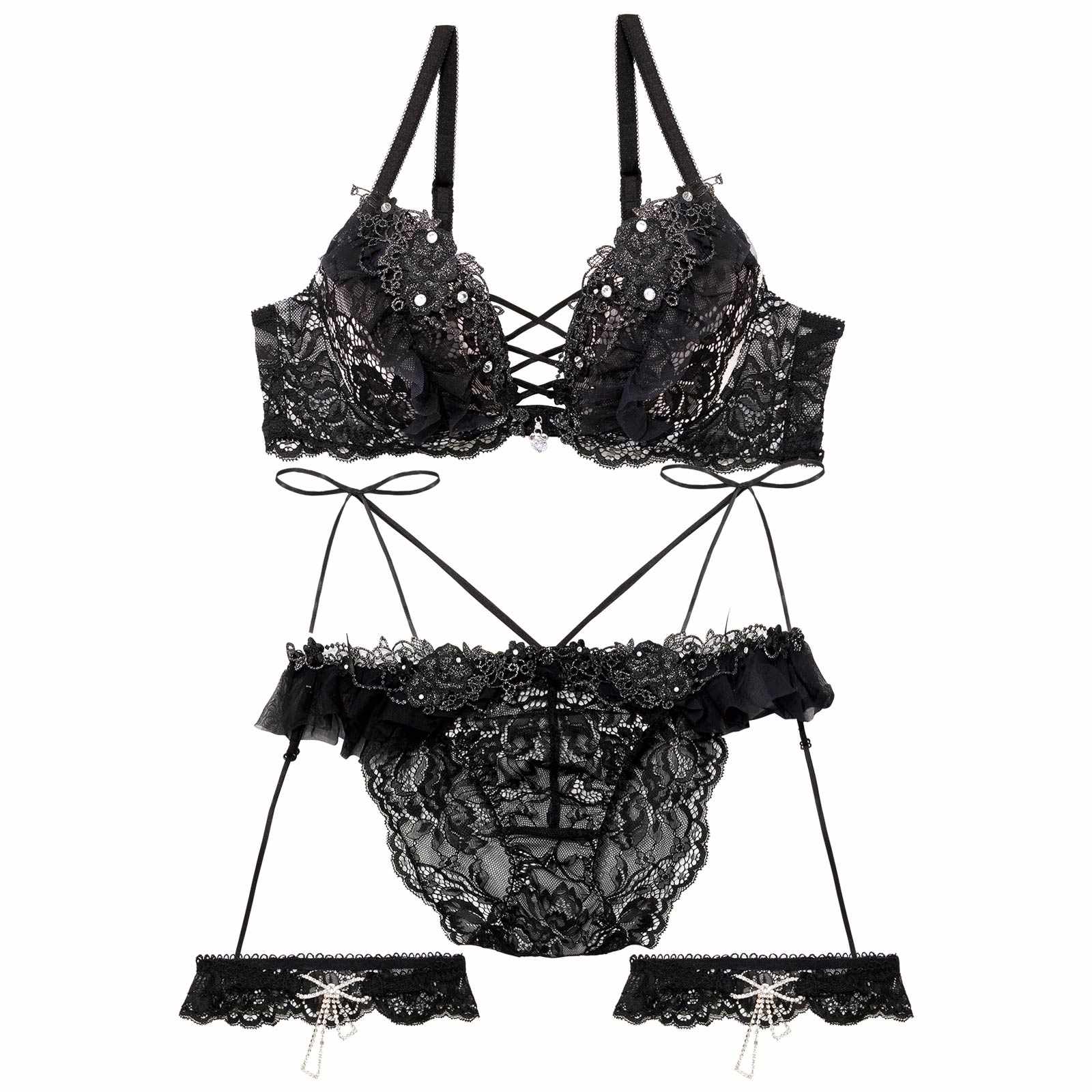 【明日花キララプロデュース/WhipBunny】Queen Rose Bijou Bra&Shorts/ クイーンローズビジューブラ&ショーツ