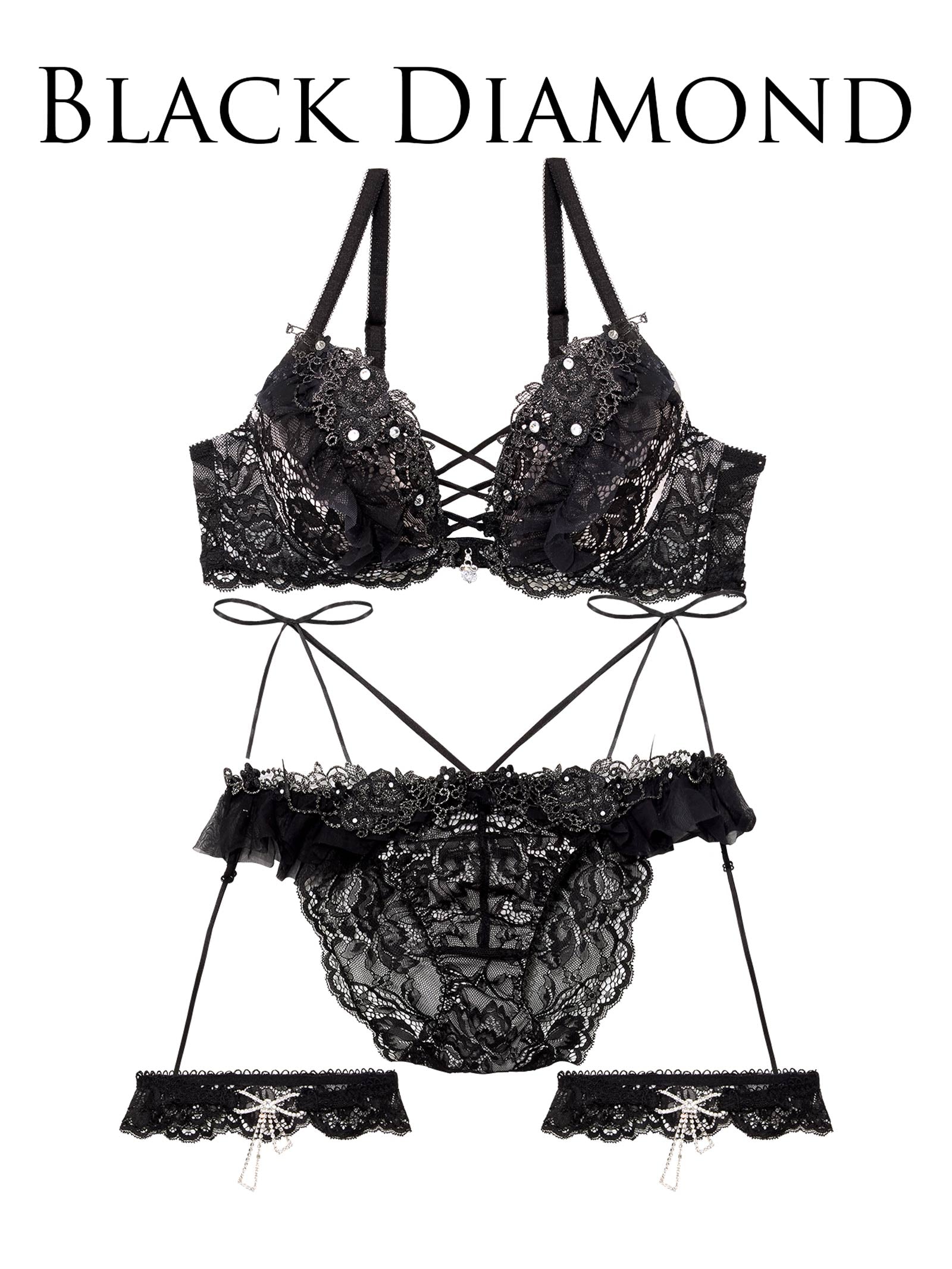 【明日花キララプロデュース/WhipBunny】Queen Rose Bijou Bra&Shorts/ クイーンローズビジューブラ&ショーツ