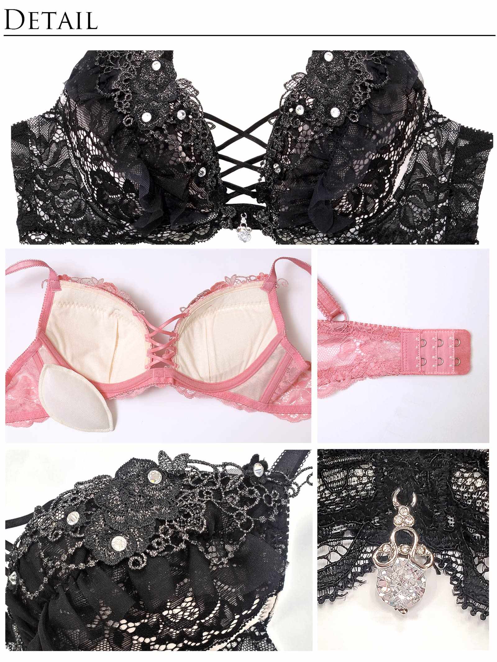 【明日花キララプロデュース/WhipBunny】Queen Rose Bijou Bra&Shorts/ クイーンローズビジューブラ&ショーツ
