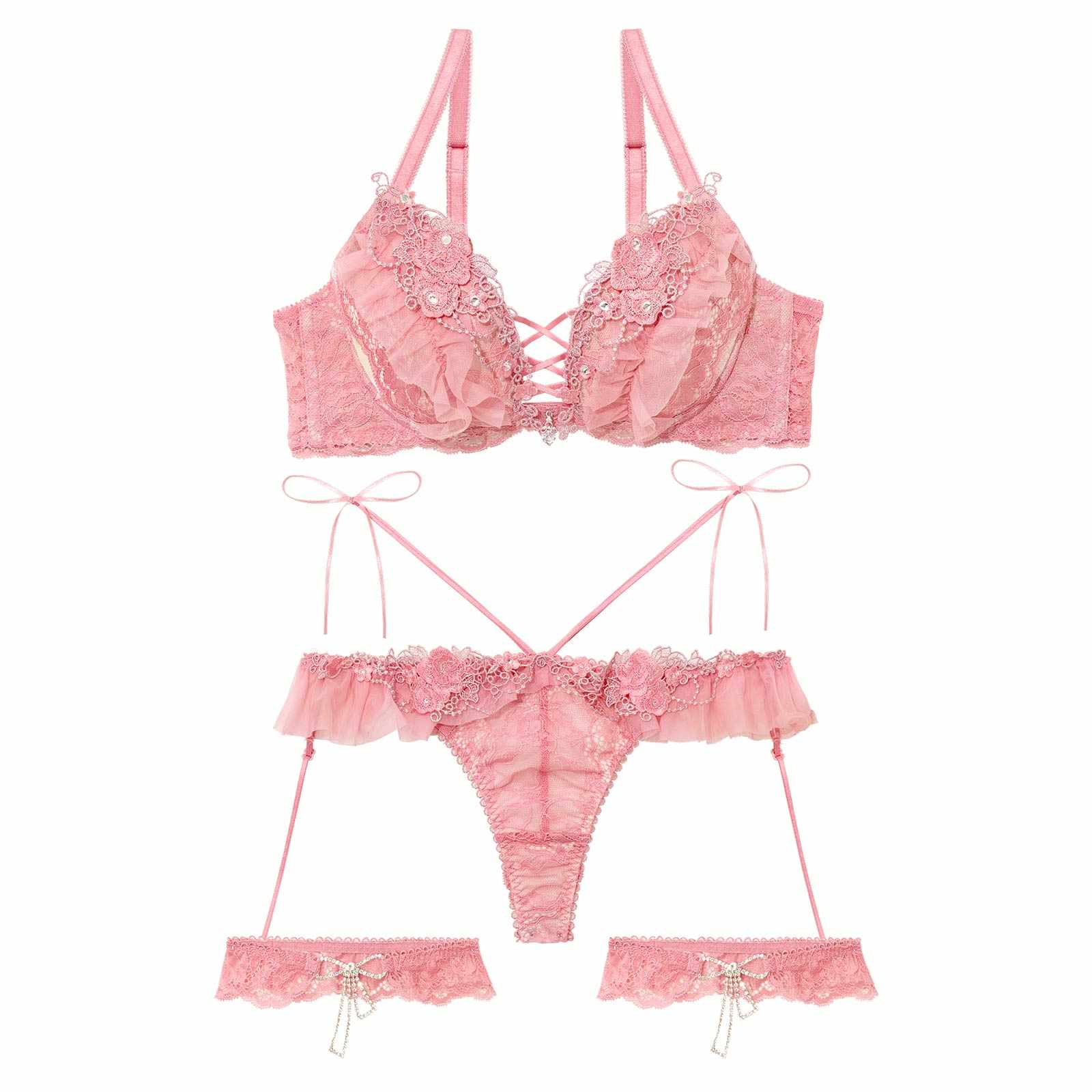 【明日花キララプロデュース/WhipBunny】Queen Rose Bijou Bra&T-back/ クイーンローズビジューブラ&Tバック