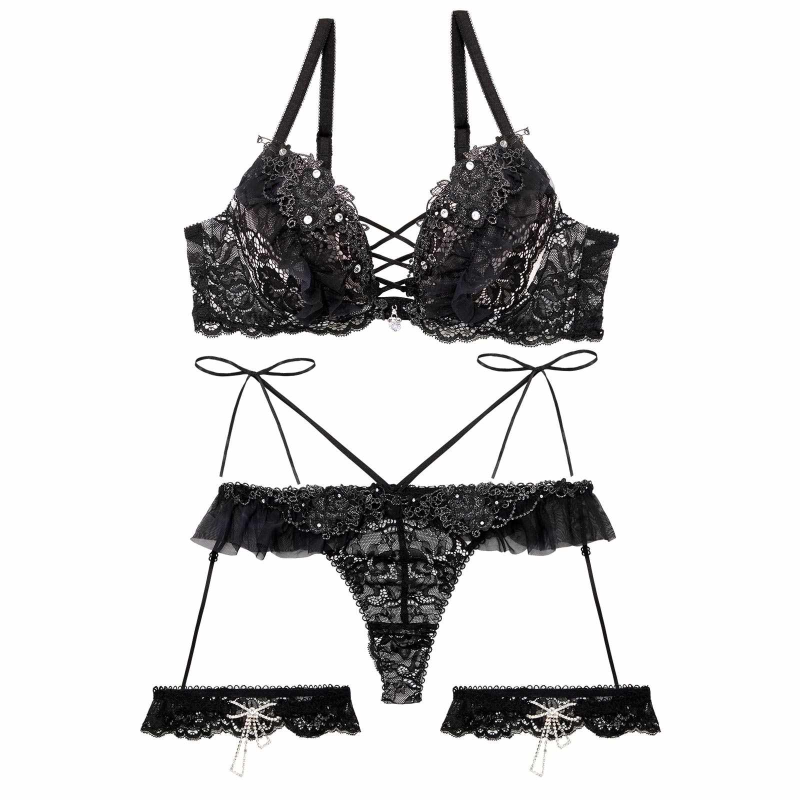 【明日花キララプロデュース/WhipBunny】Queen Rose Bijou Bra&T-back/ クイーンローズビジューブラ&Tバック