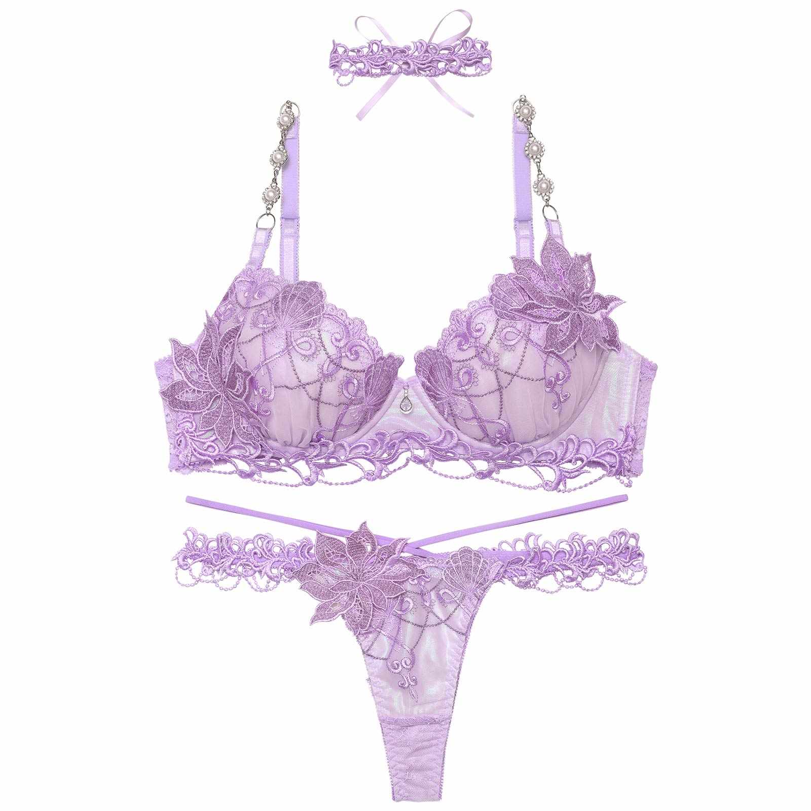 【明日花キララプロデュース/WhipBunny】Aurora Jewel Mermaid Bra&T-back&Choker / オーロラジュエルマーメイドブラ&Tバック&チョーカー - 【公式】247Lingerie