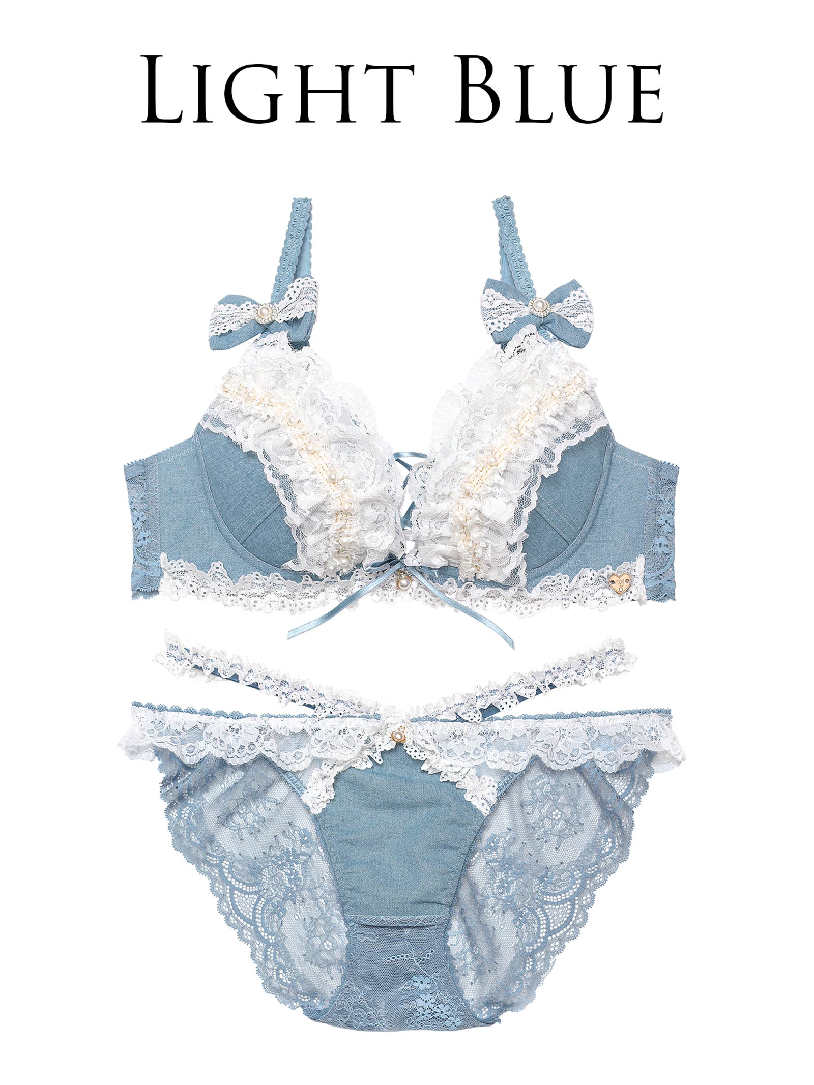 6/9新作!【明日花キララプロデュース/WhipBunny】Lacy Tiered Denim Bra&Shorts / レーシィティアードデニムブラ&ショーツ