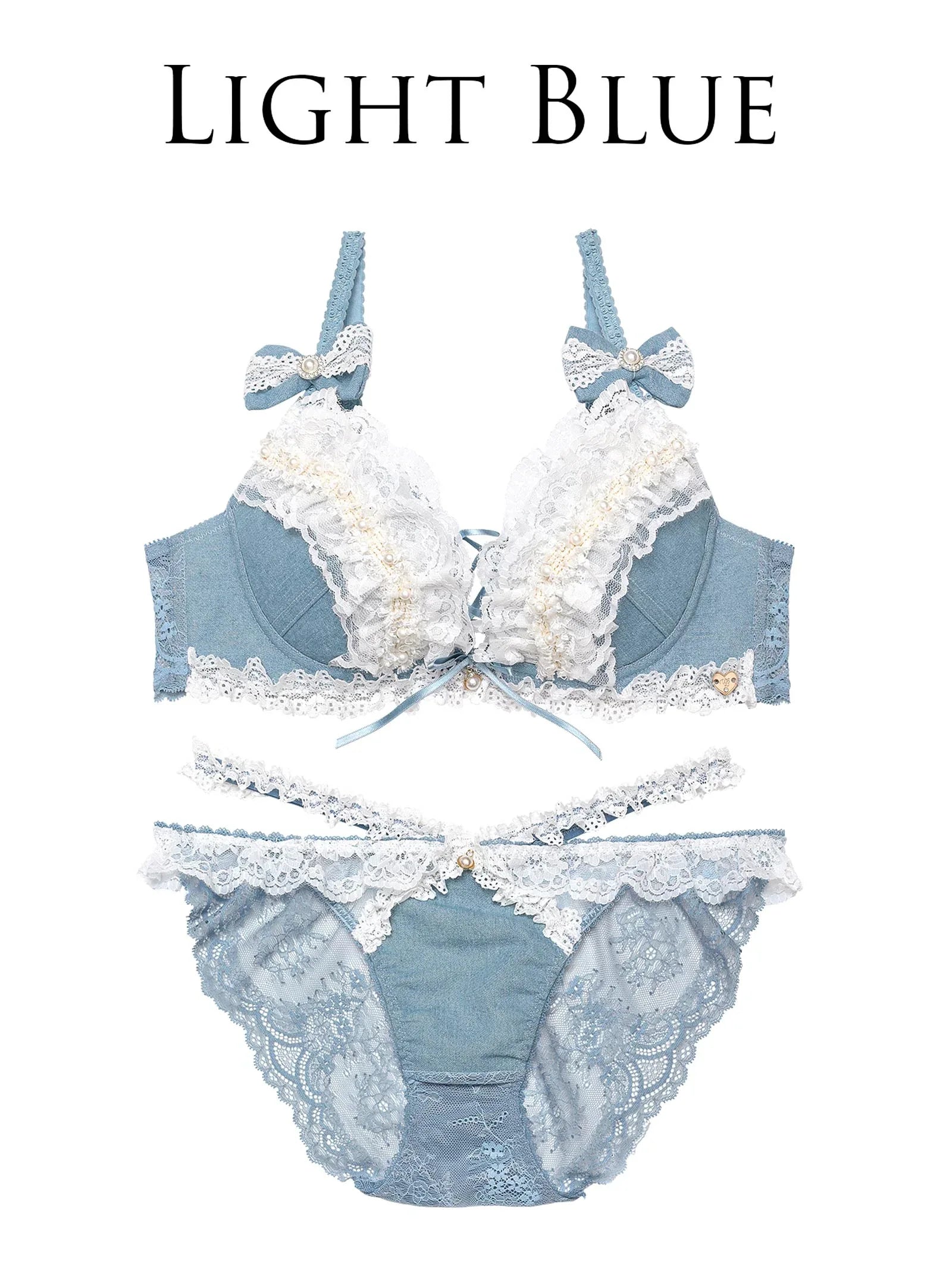 6/9新作!【明日花キララプロデュース/WhipBunny】Lacy Tiered Denim Bra&Shorts / レーシィティアードデニムブラ&ショーツ