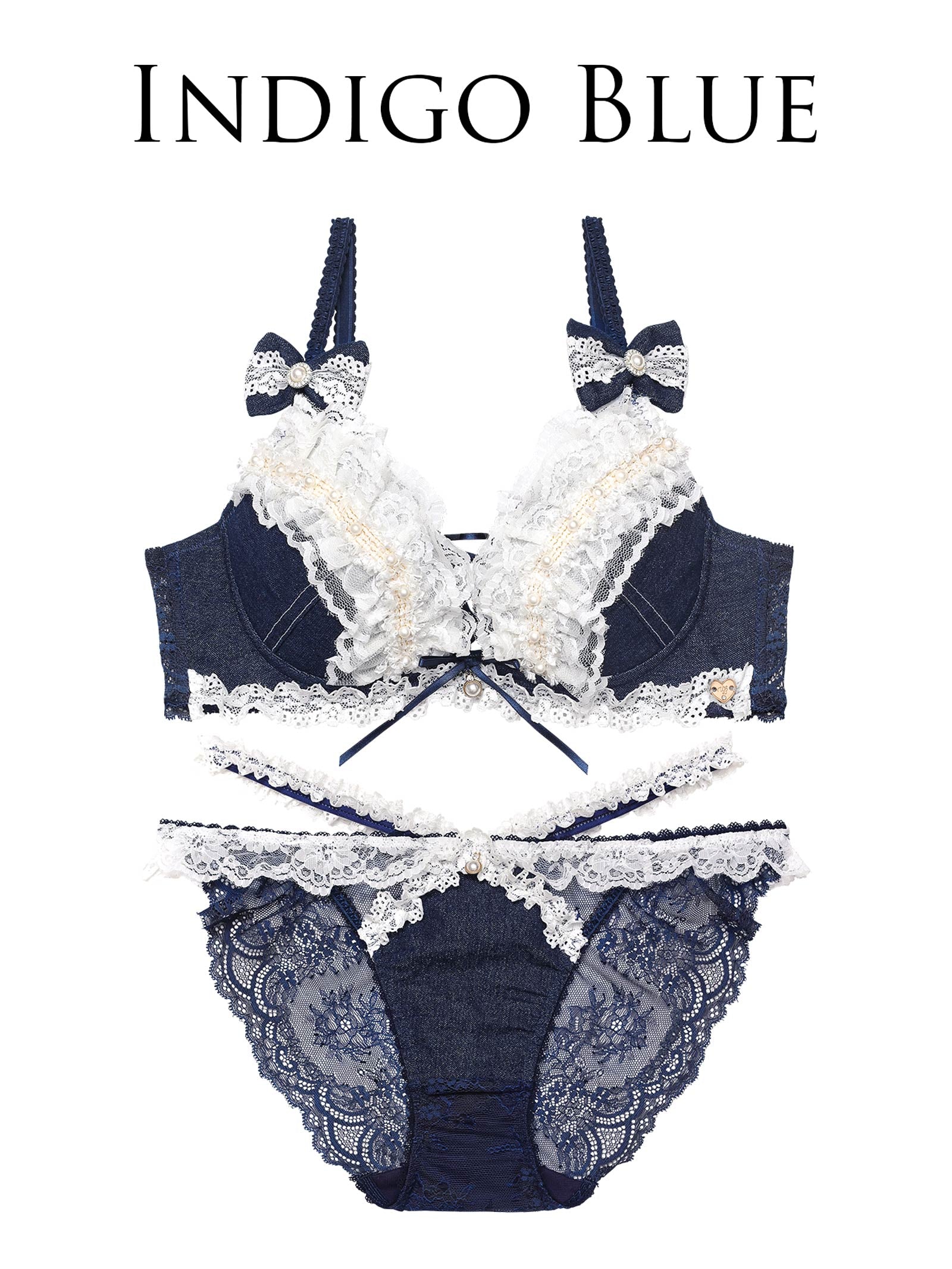 6/9新作!【明日花キララプロデュース/WhipBunny】Lacy Tiered Denim Bra&Shorts / レーシィティアードデニムブラ&ショーツ