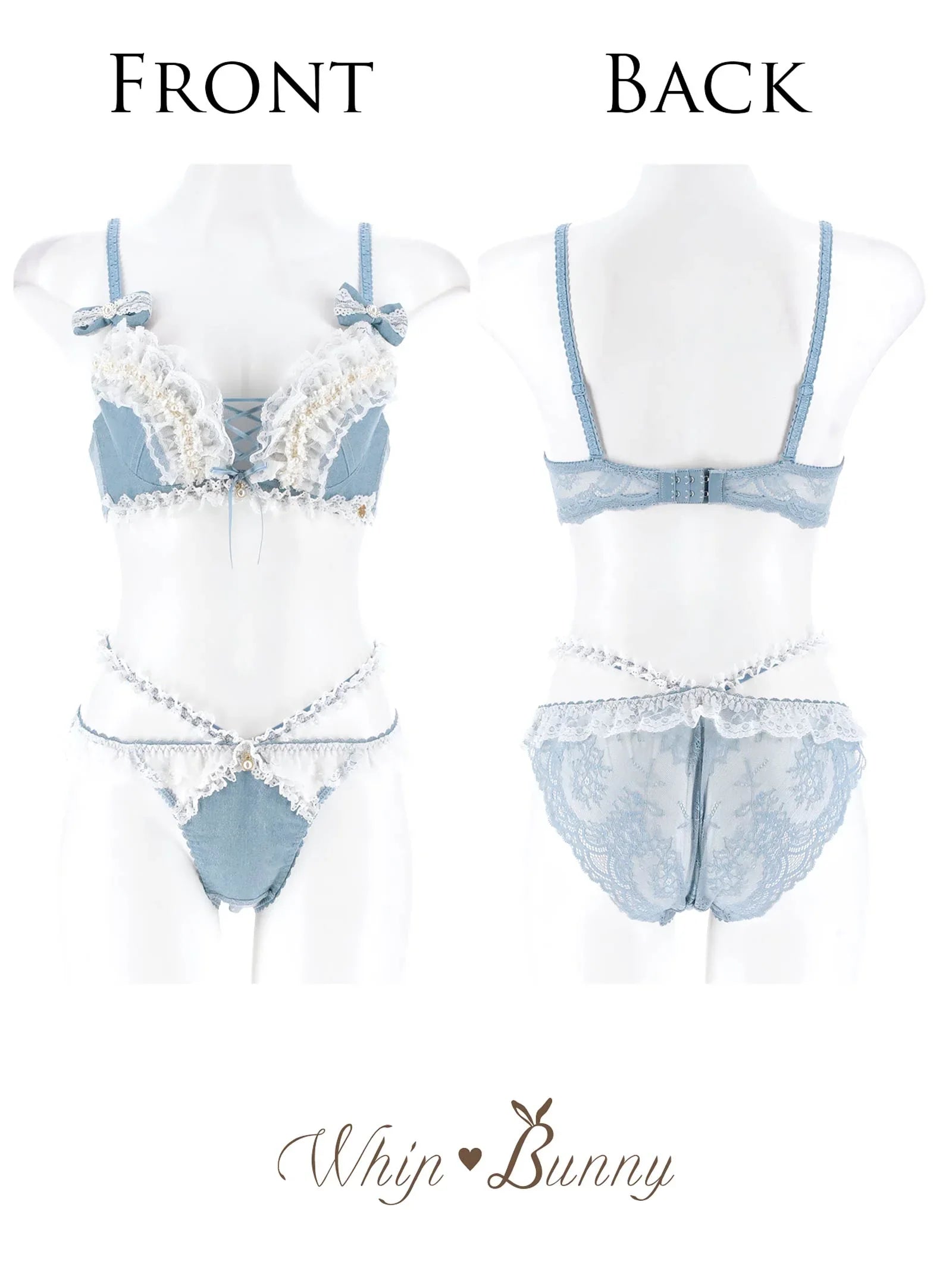 6/9新作!【明日花キララプロデュース/WhipBunny】Lacy Tiered Denim Bra&Shorts / レーシィティアードデニムブラ&ショーツ