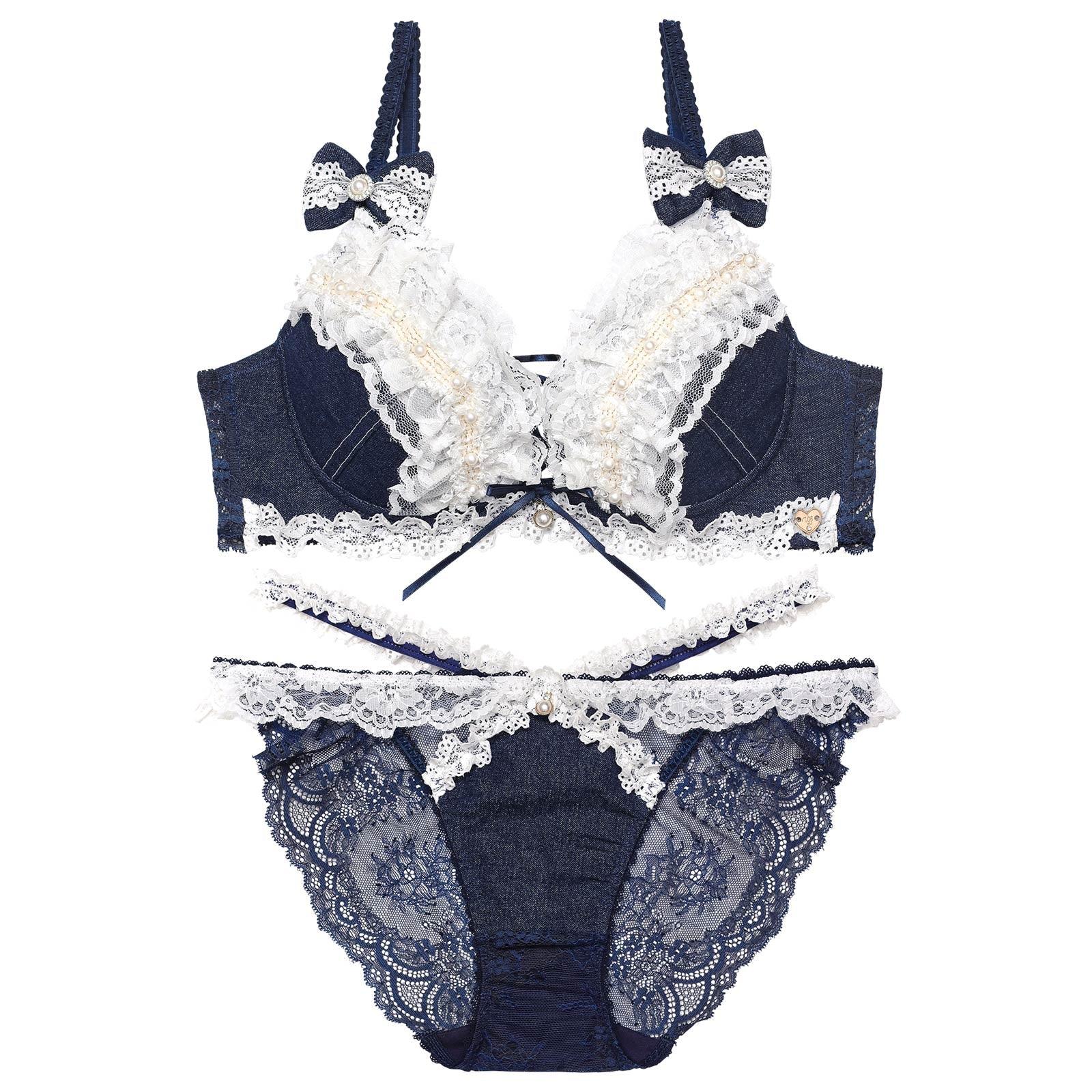【明日花キララプロデュース/WhipBunny】Lacy Tiered Denim Bra&Shorts / レーシィティアードデニムブラ&ショーツ