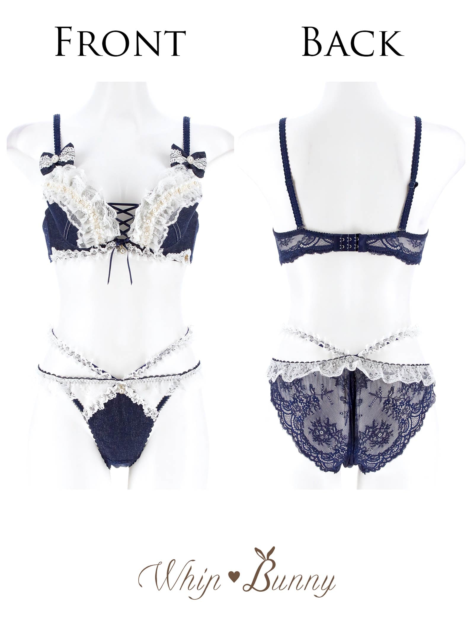 6/9新作!【明日花キララプロデュース/WhipBunny】Lacy Tiered Denim Bra&Shorts / レーシィティアードデニムブラ&ショーツ