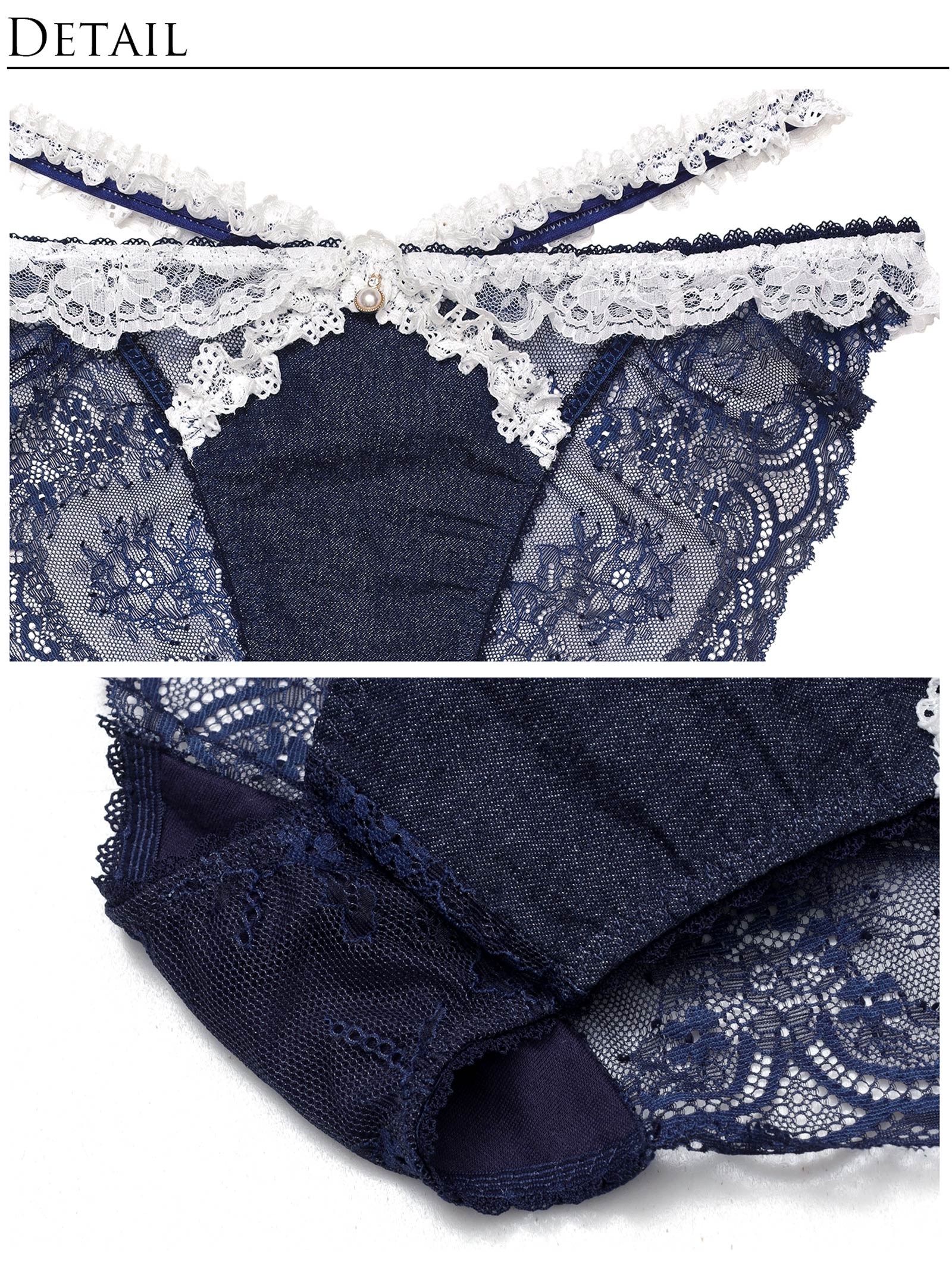 6/9新作!【明日花キララプロデュース/WhipBunny】Lacy Tiered Denim Bra&Shorts / レーシィティアードデニムブラ&ショーツ