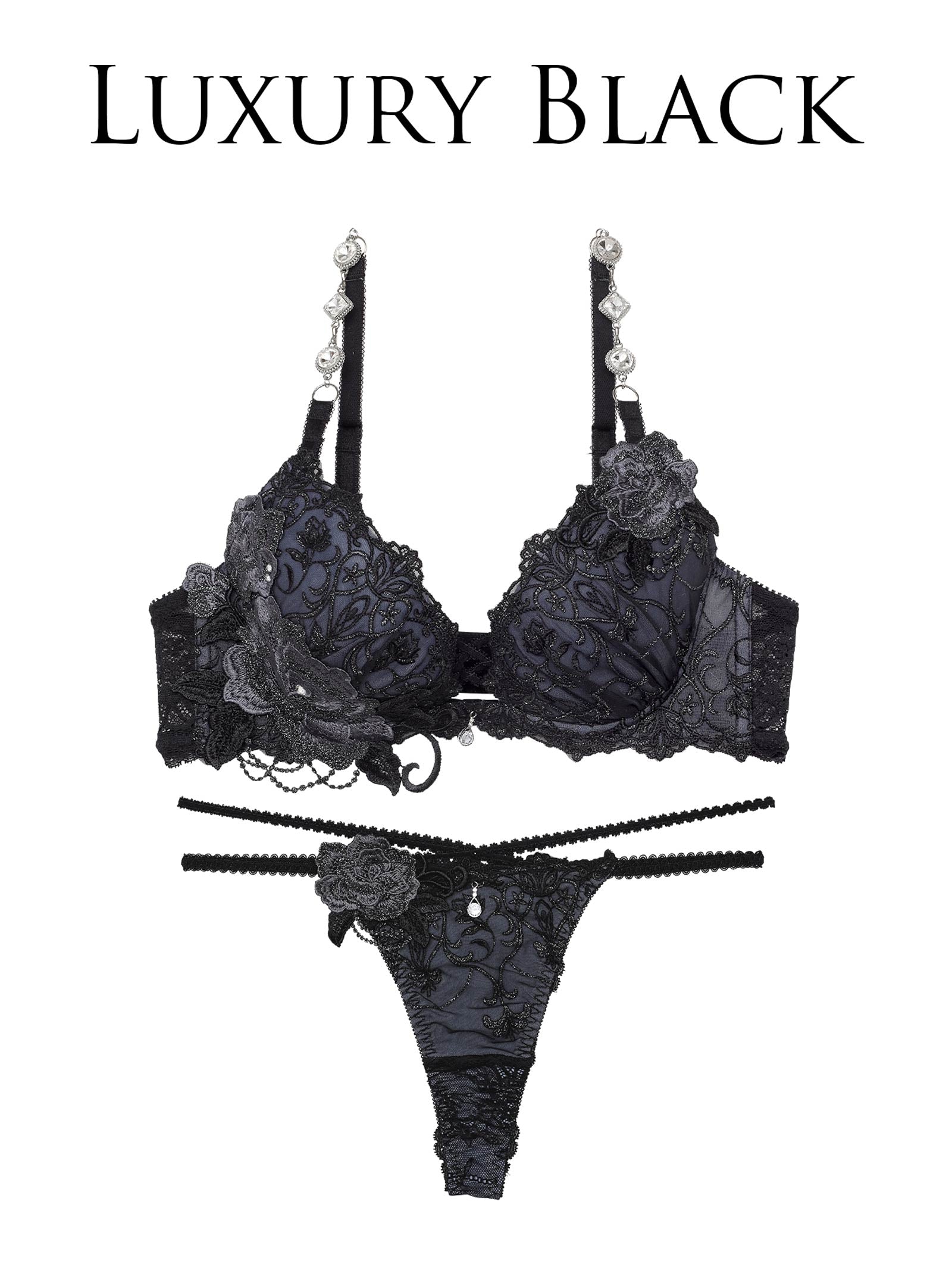 【明日花キララプロデュース/WhipBunny】Luxury Rose Lacy Bra&T-back / ラグジュアリーローズレーシーブラ&Tバック