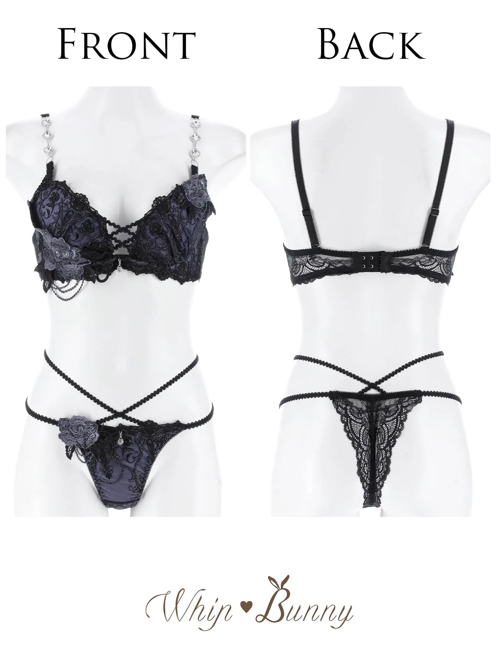 【明日花キララプロデュース/WhipBunny】Luxury Rose Lacy Bra&T-back / ラグジュアリーローズレーシーブラ&Tバック