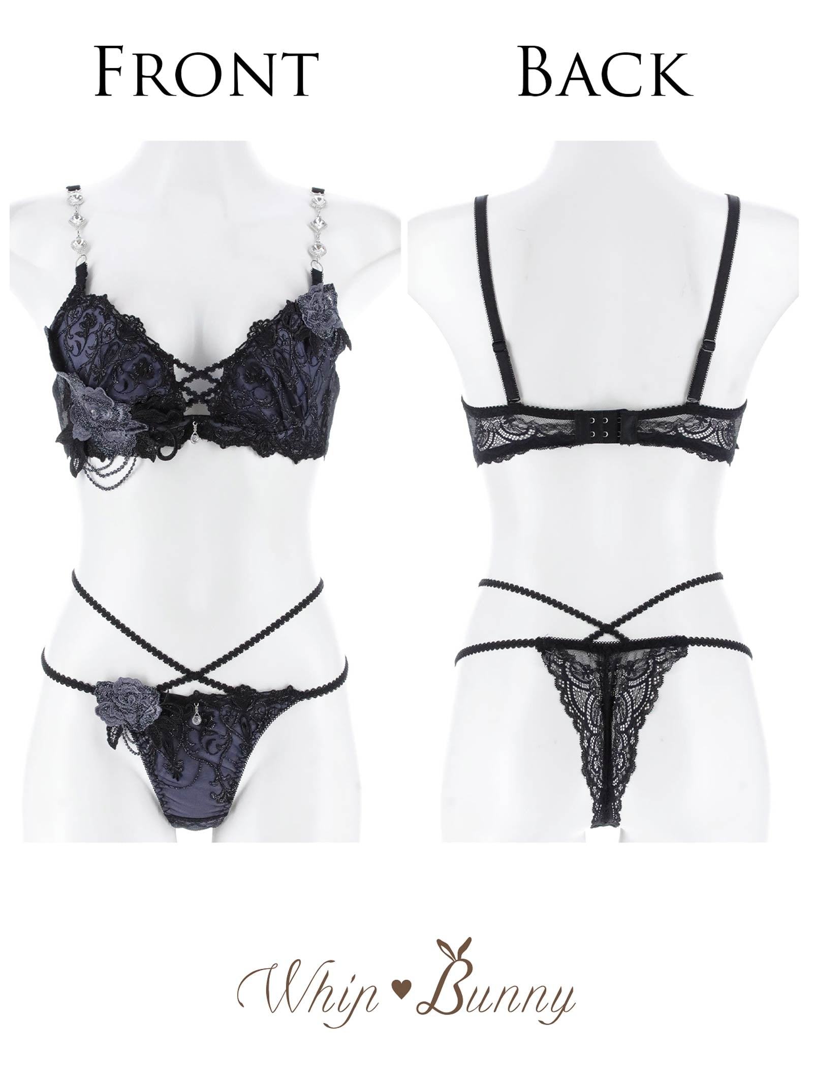 【明日花キララプロデュース/WhipBunny】Luxury Rose Lacy Bra&T-back / ラグジュアリーローズレーシーブラ&Tバック