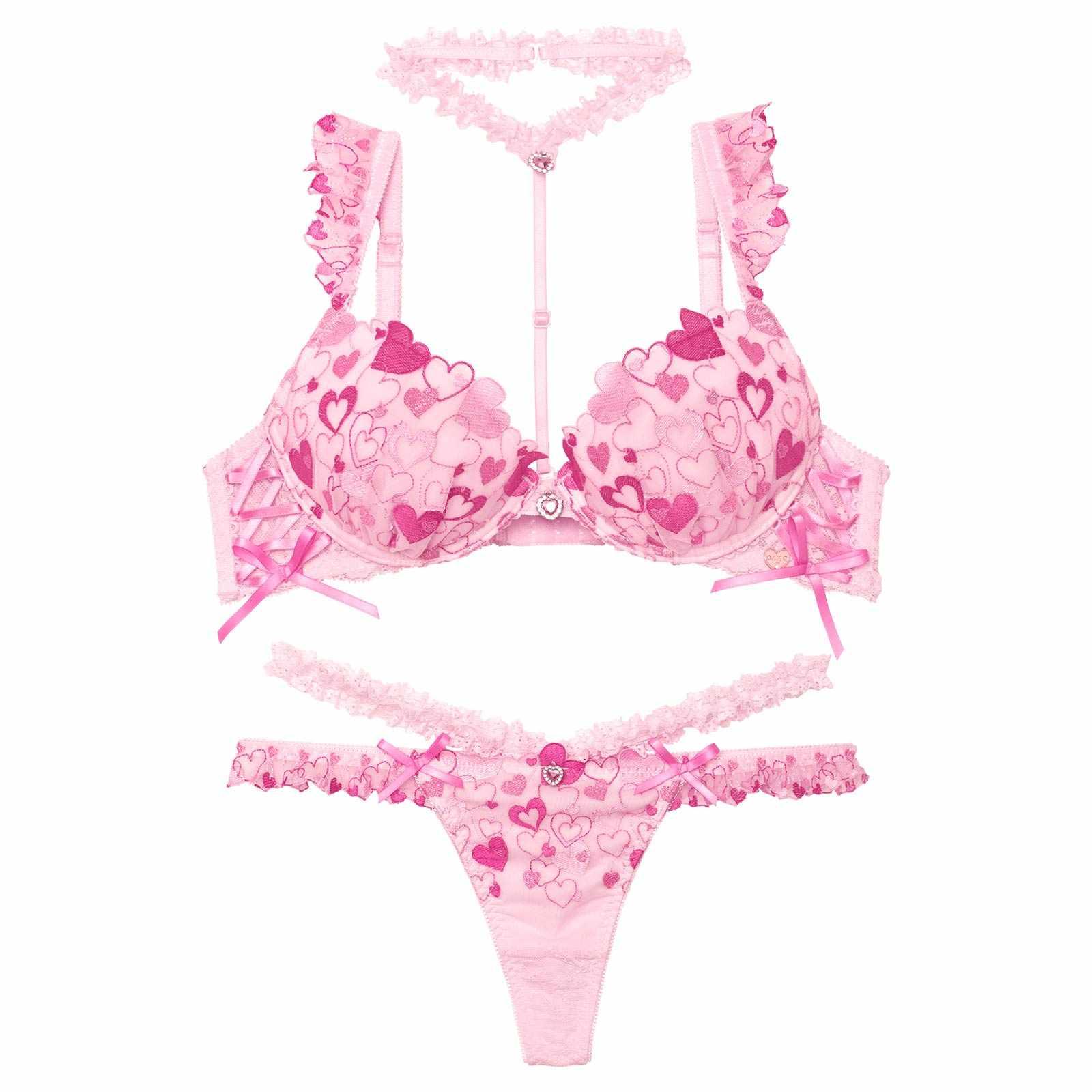 【明日花キララプロデュース/WhipBunny】Sweetie Heart Frill Bra&T-back / スウィーティーハートフリルブラ&Tバック