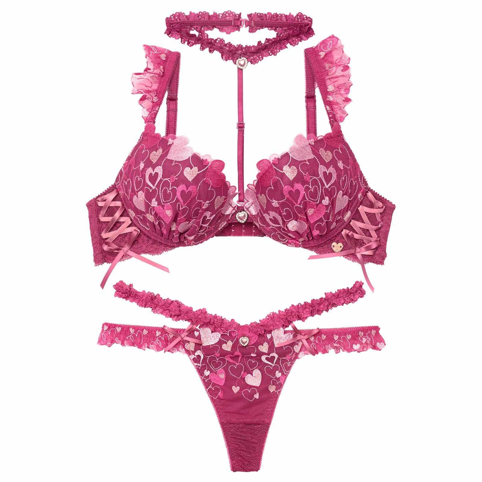 【明日花キララプロデュース/WhipBunny】Sweetie Heart Frill Bra&T-back / スウィーティーハートフリルブラ&Tバック