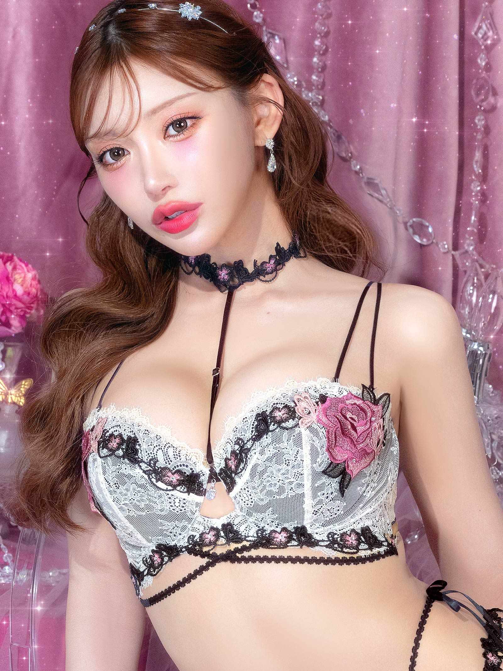 8/6新作!【明日花キララプロデュース/WhipBunny】Brilliance Rose Papillon Bra&Shorts / ブリリアンスローズパピヨンブラ&ショーツ