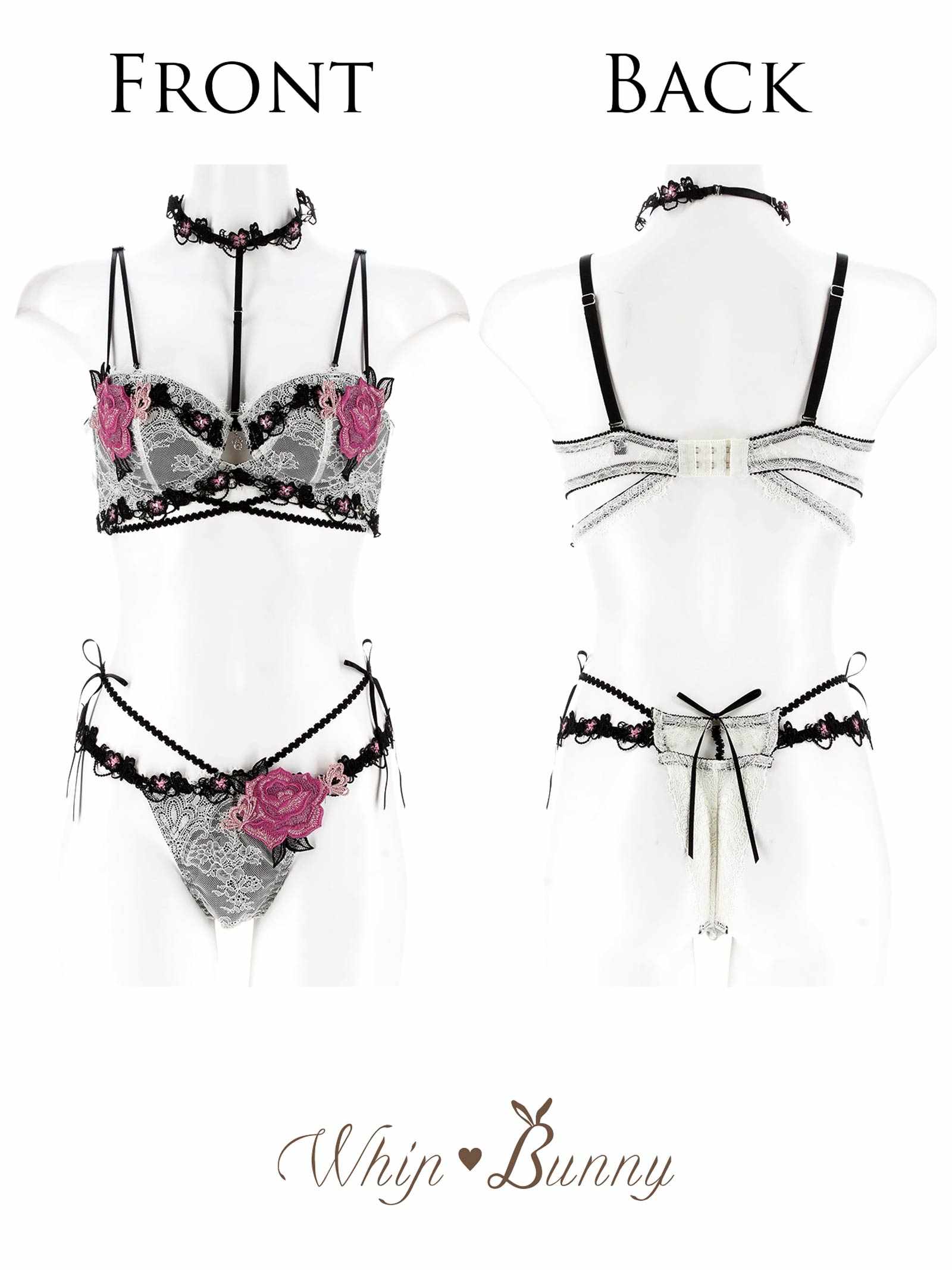 【明日花キララプロデュース/WhipBunny】Brilliance Rose Papillon Bra&T-back / ブリリアンスローズパピヨンブラ&Tバック