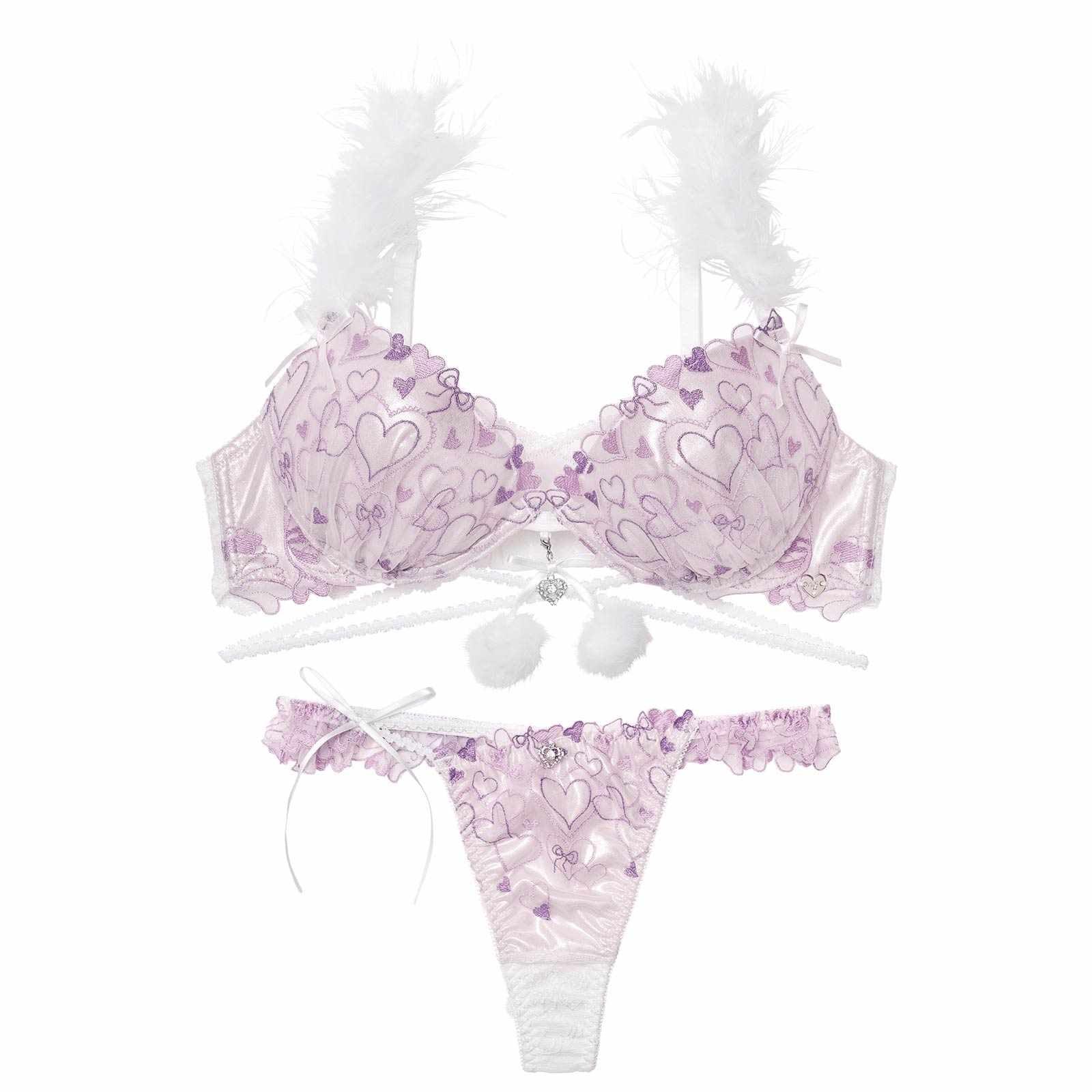 【明日花キララプロデュース/WhipBunny】Romance Glitter Heart Bra&T-back / ロマンスグリッターハートブラ&Tバック
