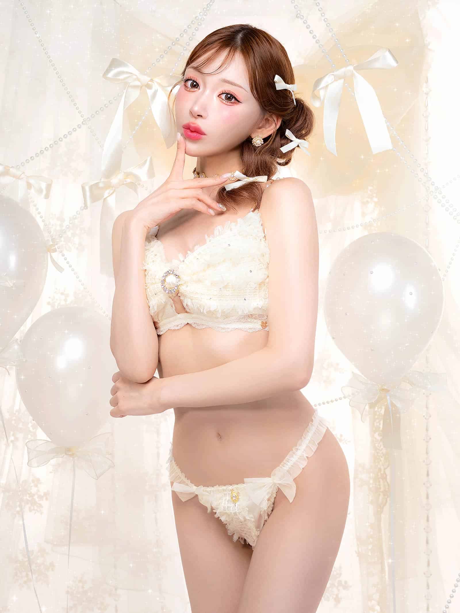 7/29新作!【明日花キララプロデュース/WhipBunny】Shiny Ribbon Tulle Bra&Shorts / シャイニーリボンチュールブラ&Tバック
