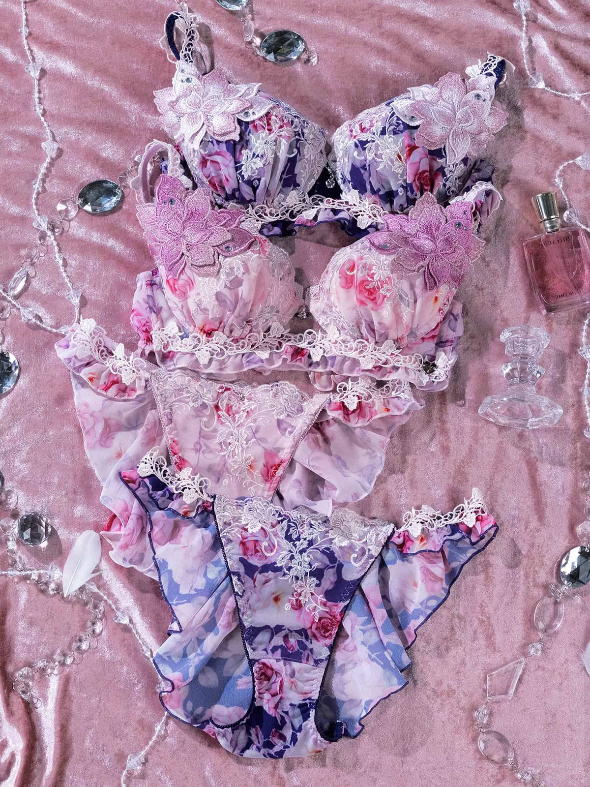 10/16新作!【明日花キララプロデュース/WhipBunny】Melty Chiffon Bouquet Bra&Shorts / メルティシフォンブーケブラ&ショーツ