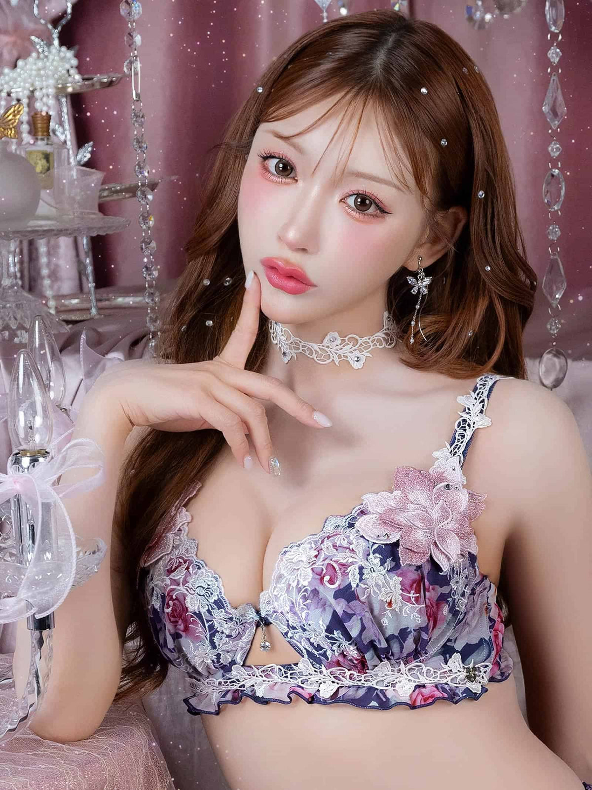 10/16新作!【明日花キララプロデュース/WhipBunny】Melty Chiffon Bouquet Bra&T-back / メルティシフォンブーケブラ&Tバック