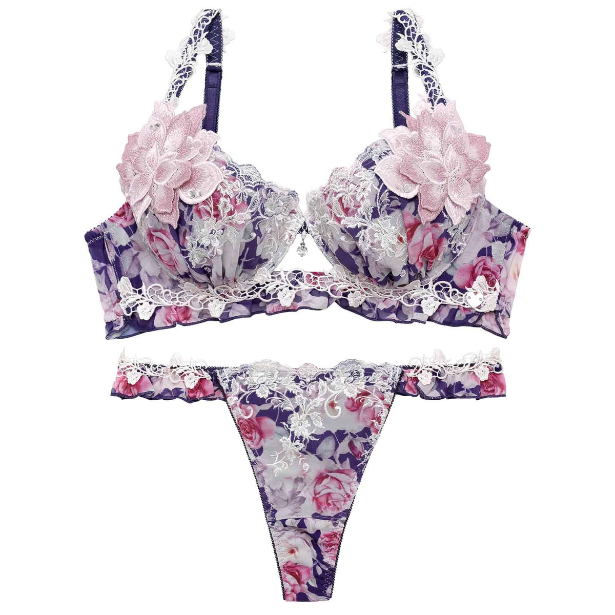 10/16新作!【明日花キララプロデュース/WhipBunny】Melty Chiffon Bouquet Bra&T-back / メルティシフォンブーケブラ&Tバック
