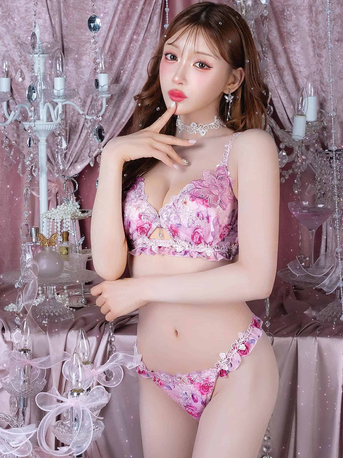 10/16新作!【明日花キララプロデュース/WhipBunny】Melty Chiffon Bouquet Bra&T-back / メルティシフォンブーケブラ&Tバック