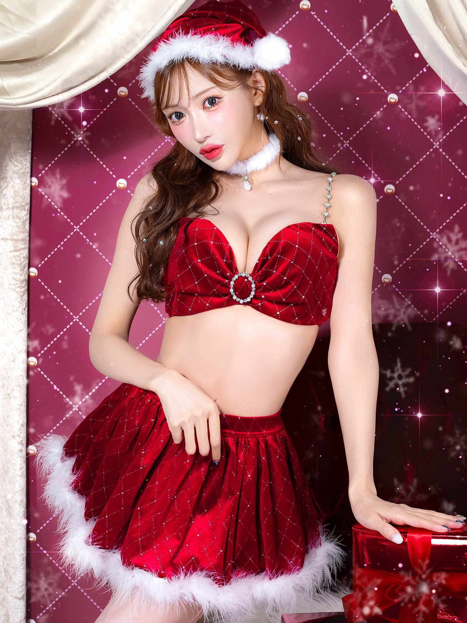 11/7新作!【明日花キララプロデュース/WhipBunny】Jewelry Velour Ribbon Santa Costume / ジュエリーベロアリボンサンタコスチューム
