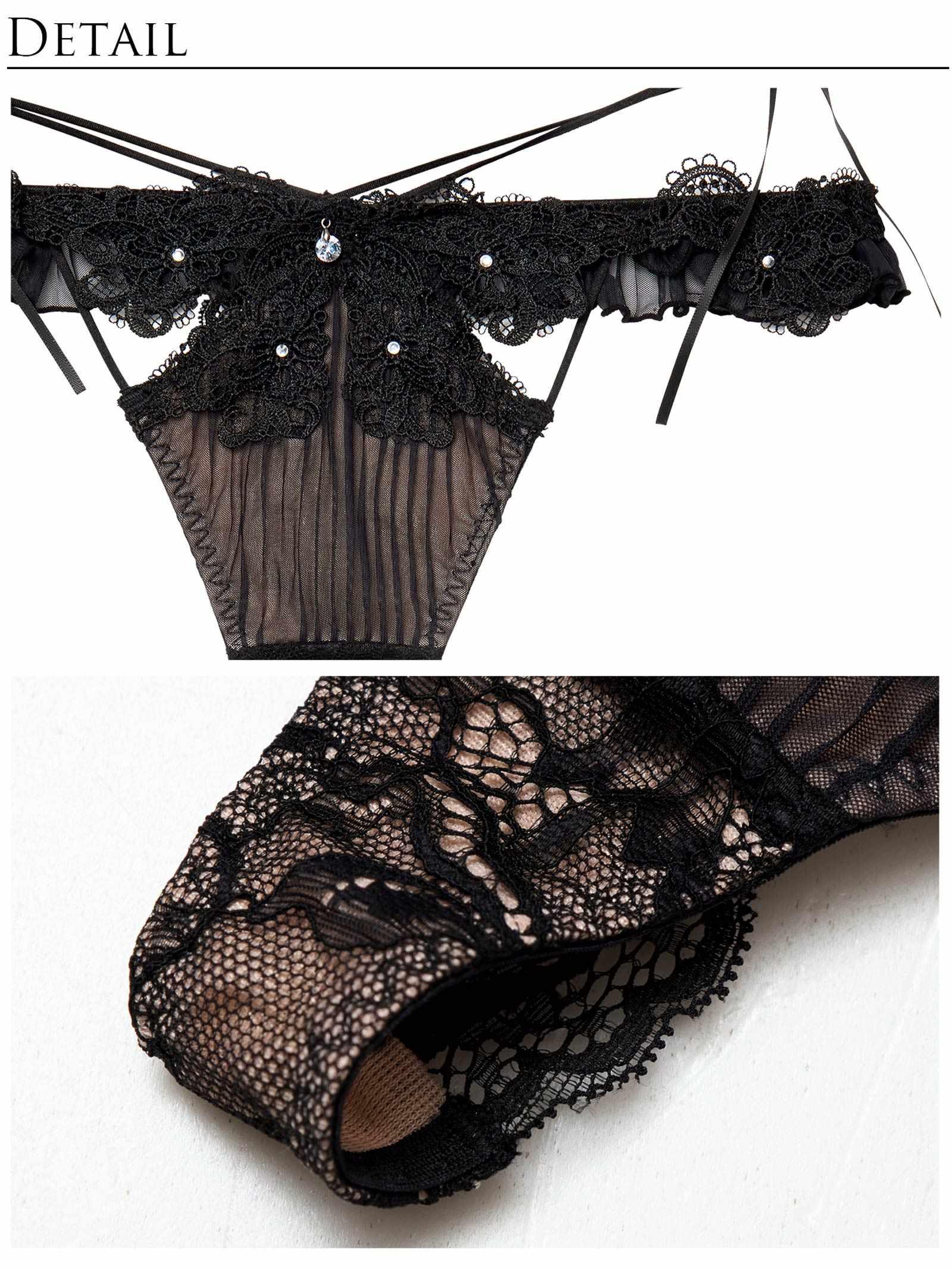 2/20新作!【明日花キララプロデュース/WhipBunny】Pleats Bijou Rose Bra&T-back / プリーツビジューローズブラ&Tバック