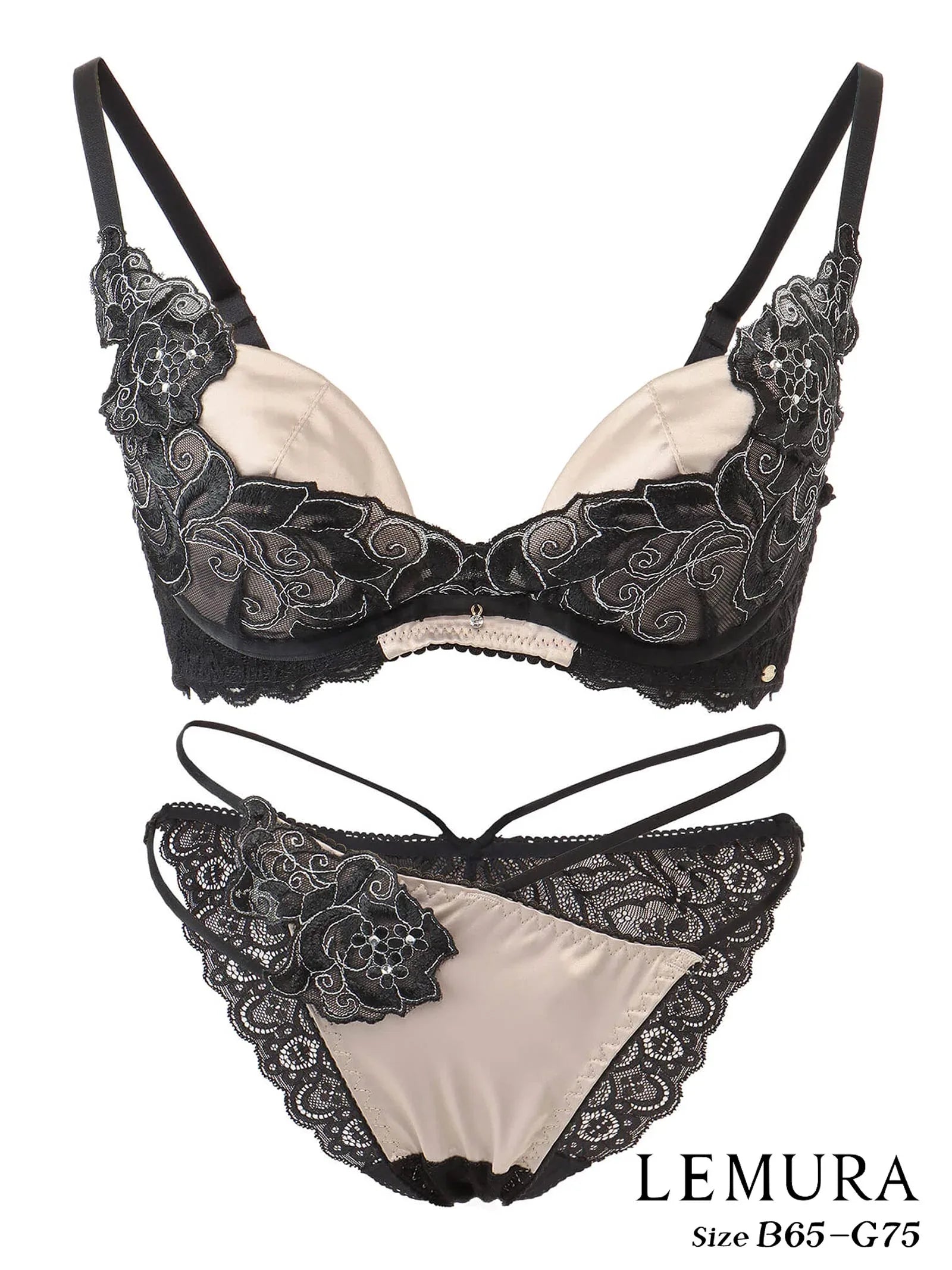 【LEMURA】Matt Satin&Code Lace Lingerie -フルバックセット-GOLD - 【公式】247Lingerie