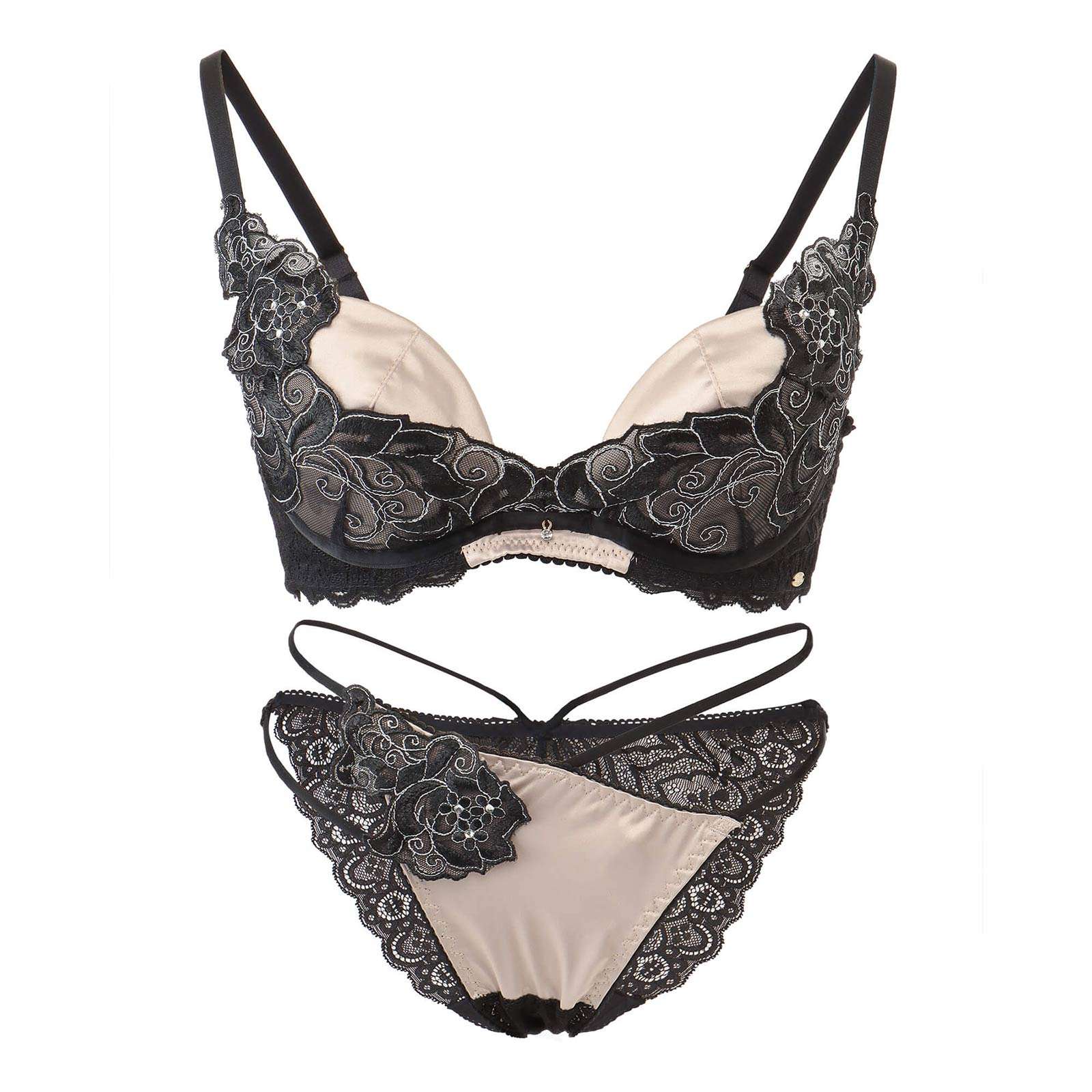 【Rちゃんプロデュース/LEMURA】Matt Satin&Code Lace Lingerie -フルバックセット-GOLD