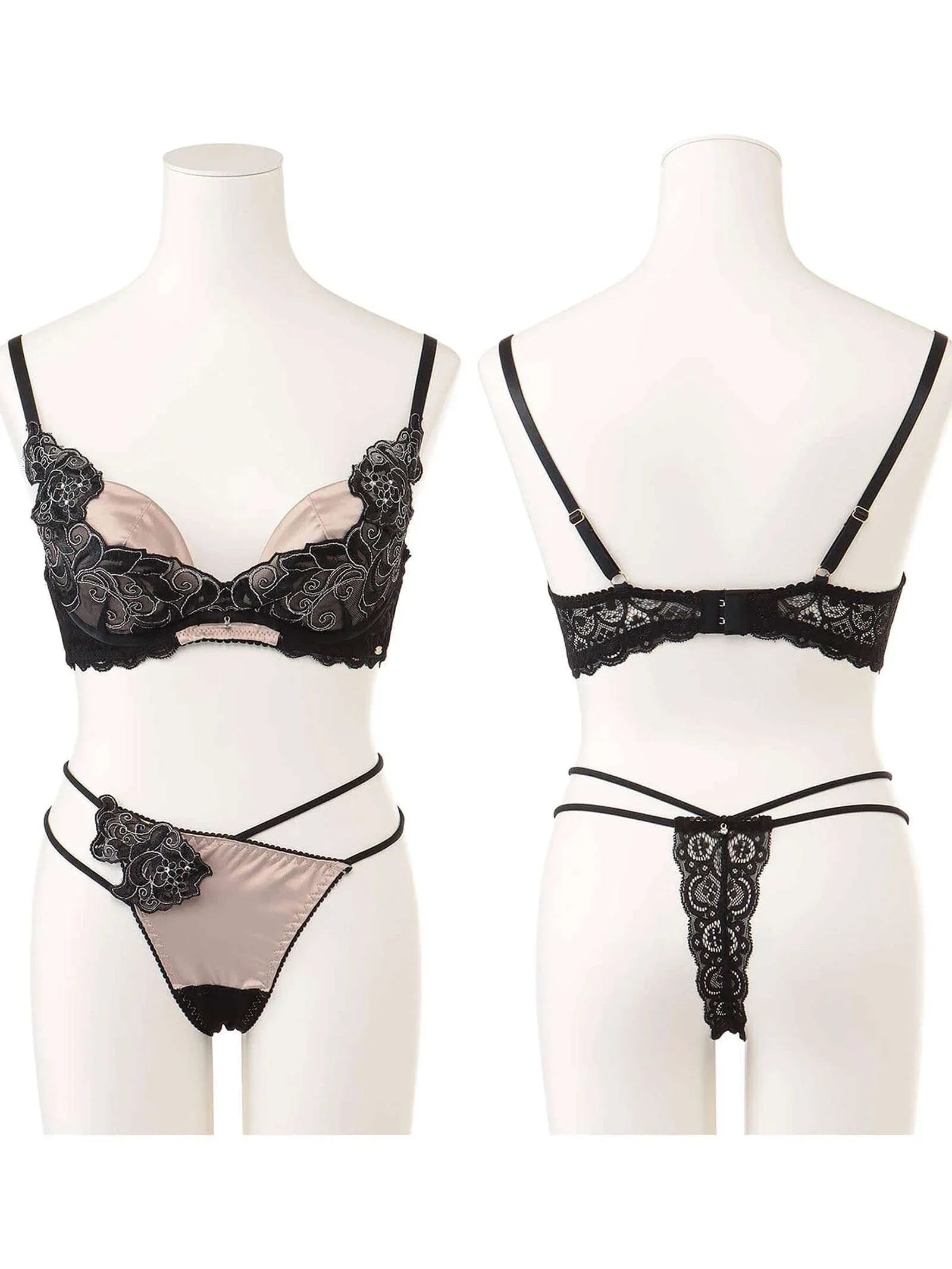 【LEMURA】Matt Satin&Code Lace Lingerie -Tバックセット-GOLD - 【公式】247Lingerie