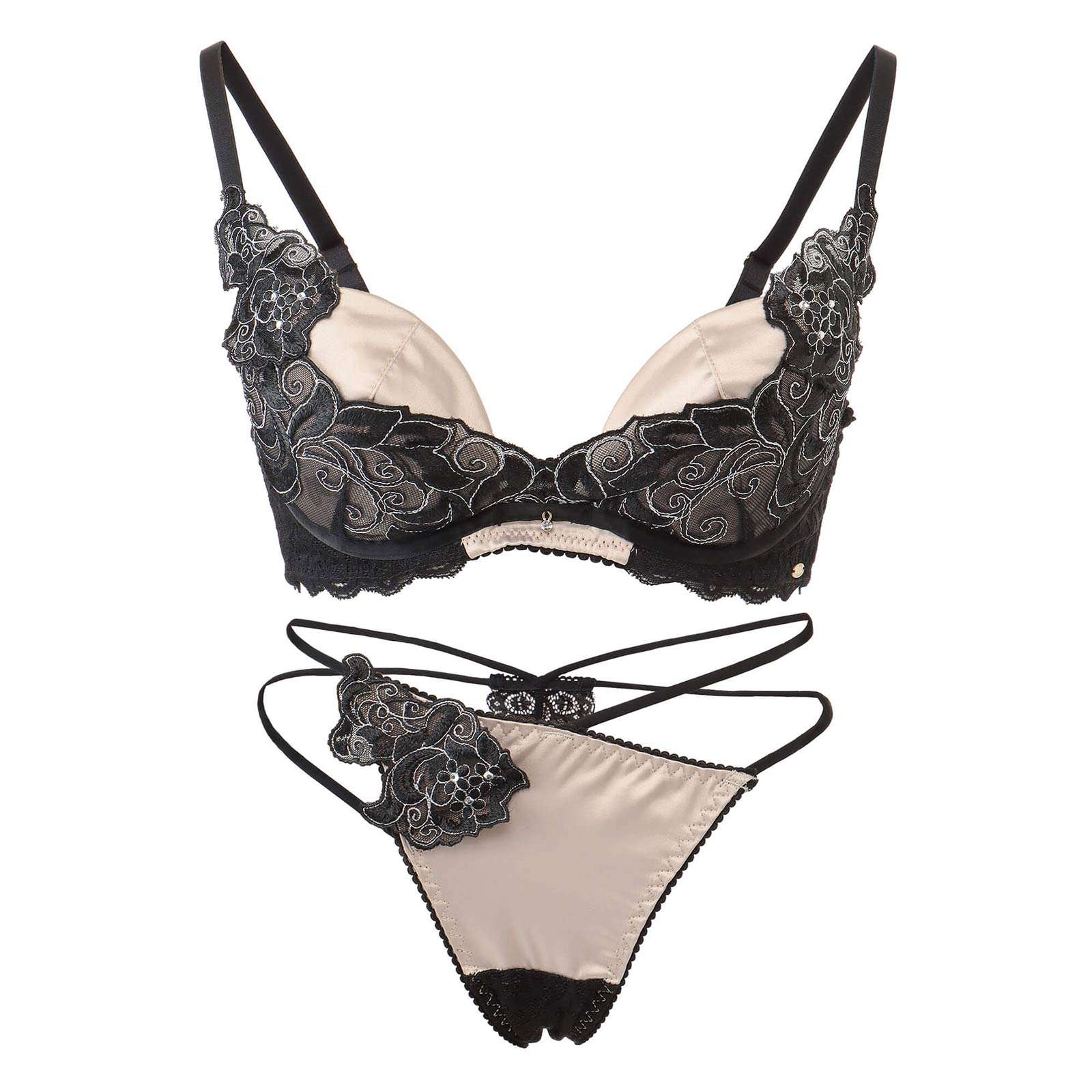 【Rちゃんプロデュース/LEMURA】Matt Satin&Code Lace Lingerie -Tバックセット-GOLD