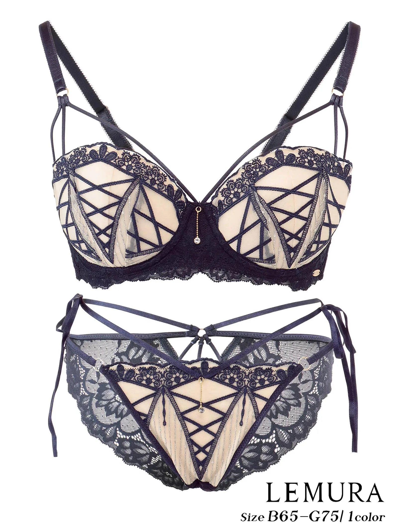 【LEMURA】Nudy Lace Lingerie -フルバックセット-DARKNAVY - 【公式】247Lingerie