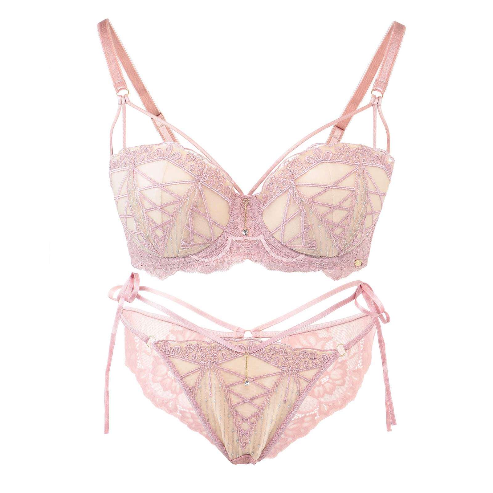 【Rちゃんプロデュース/LEMURA】Nudy Lace Lingerie -フルバックセット-BABYPNK