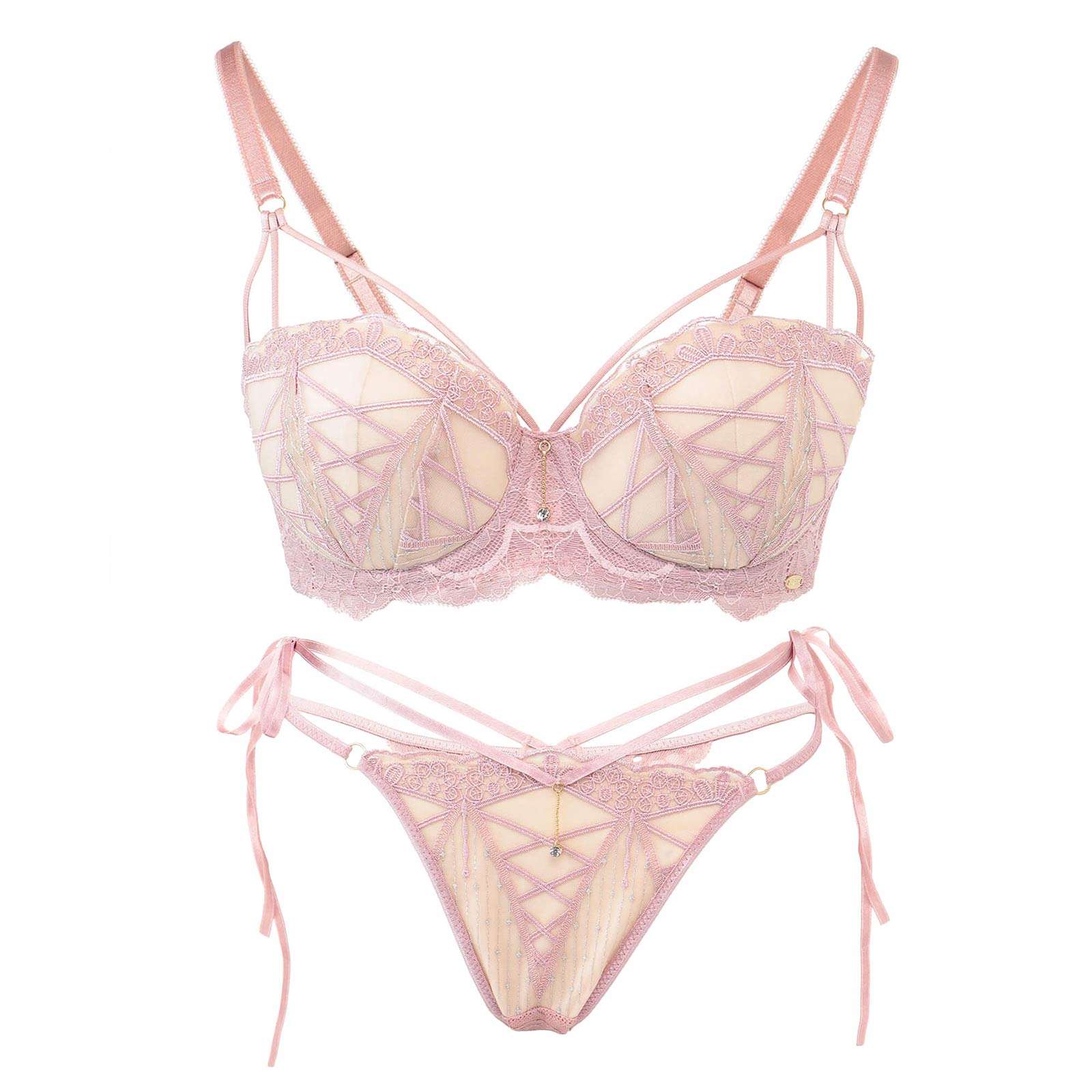 【Rちゃんプロデュース/LEMURA】Nudy Lace Lingerie -Tバックセット-BABYPNK