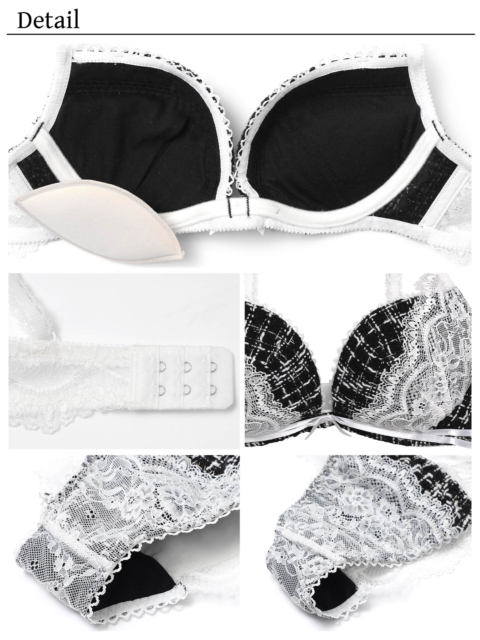 【YouTuber流那プロデュース/Lulumerry】ツイードレース 盛りもっと ブラジャー&ショーツ / ホワイト
