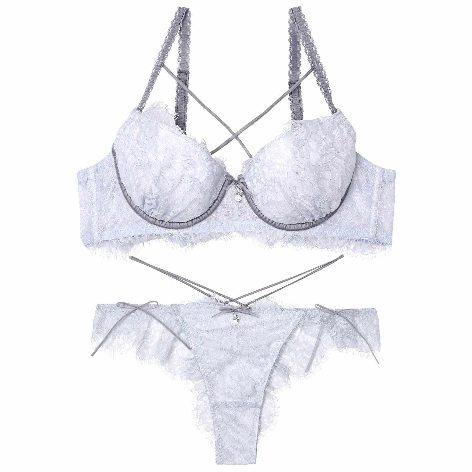 【YouTuber流那プロデュース/Lulumerry】ベロアリボンレース 盛りもっと ブラジャー&ショーツ /サックス